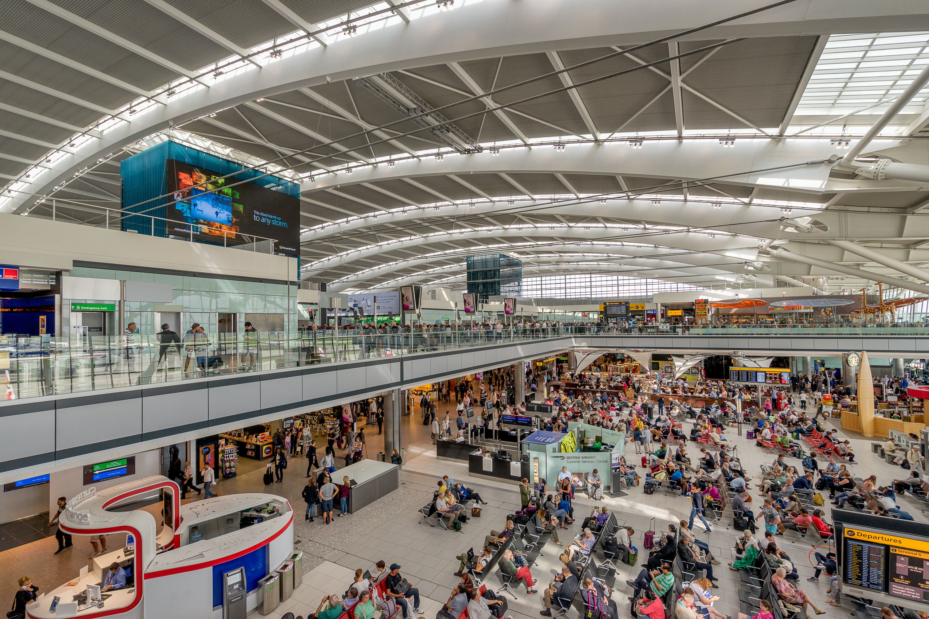 Inside London Heathrow's Terminal 5 Departure Lounge.