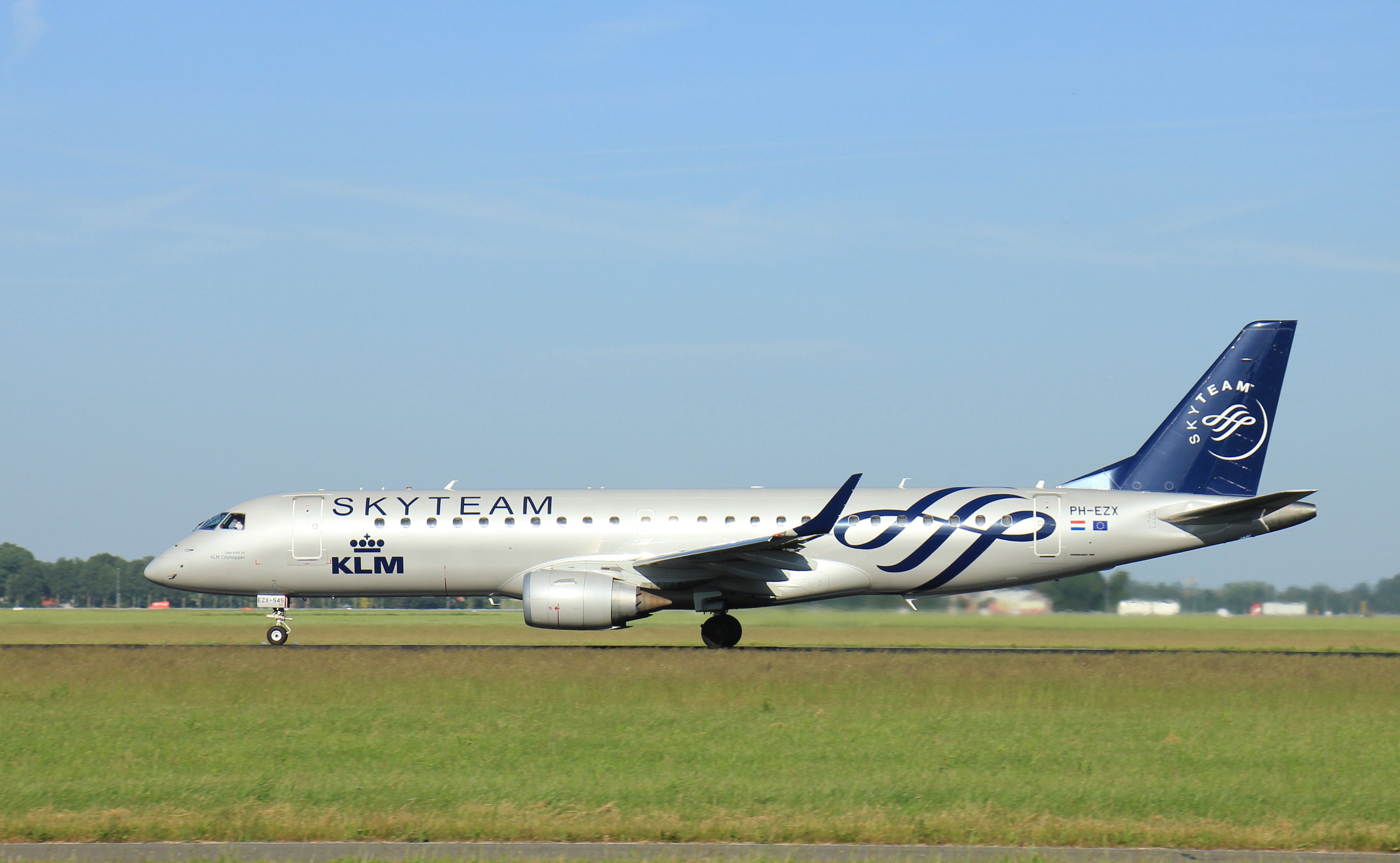 KLM Embraer aircraft in SkyTeam Livery
