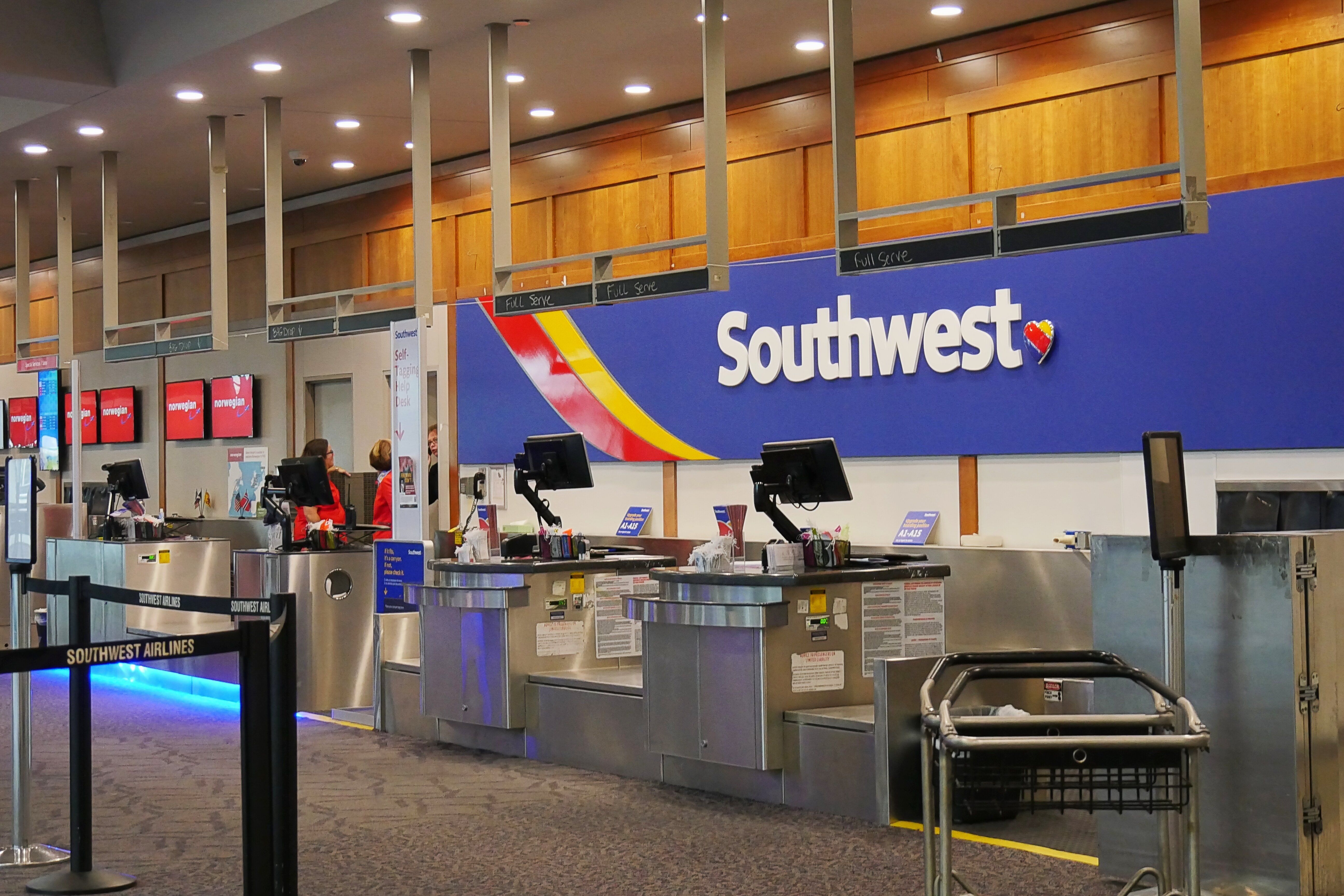 A Southwest Airlines check-in counter.