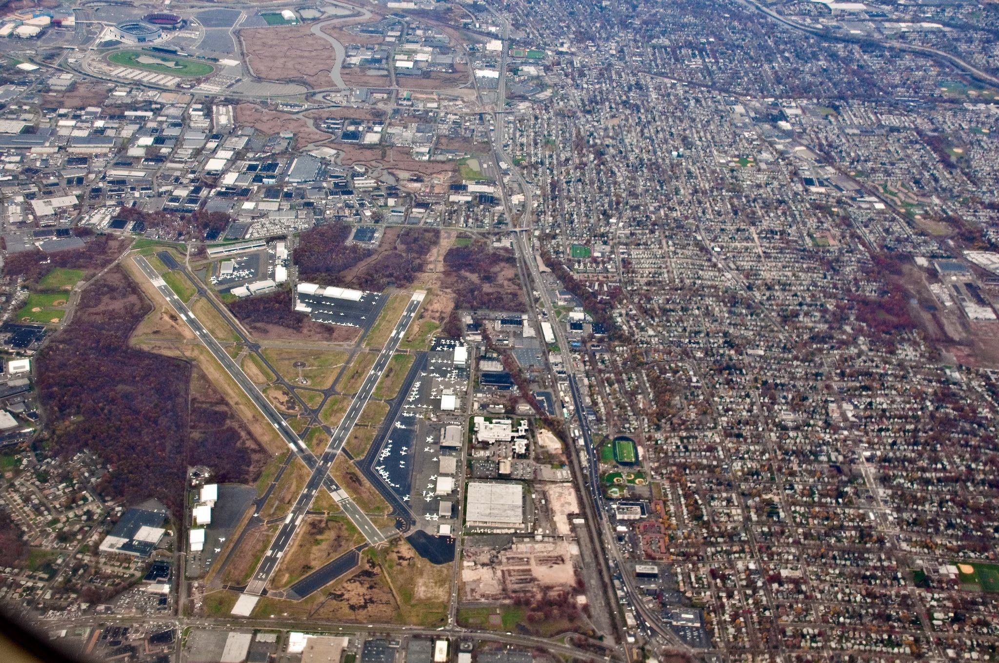 An aerial view of Teterboro Airport.