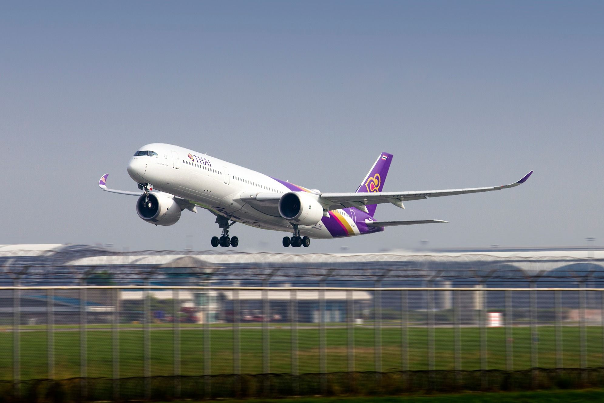 THAI Airbus A350-900 taking off shutterstock_1470851300
