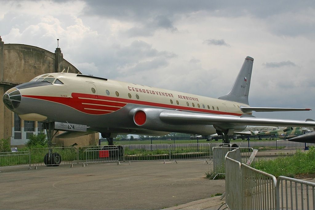 A Tupolev Tu-104 on display.