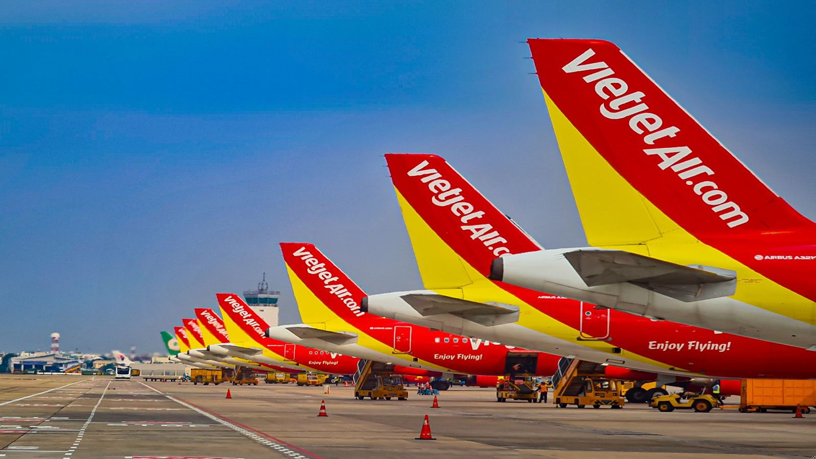 Vietjet Fleet Tails at airport