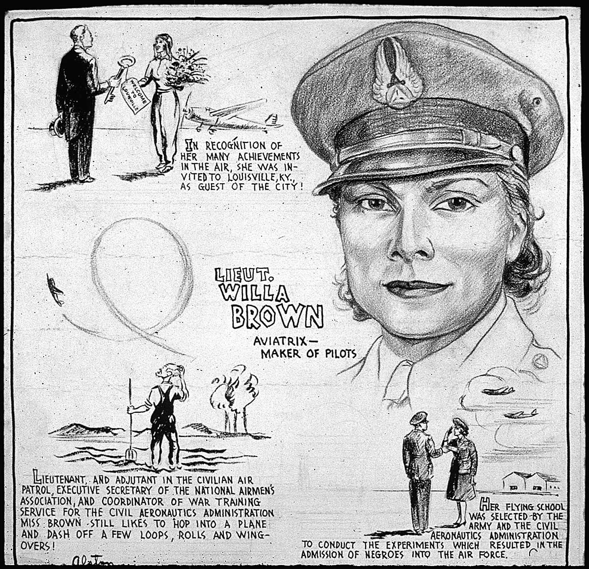 A poster recognizing the achievements of Willa Brown.
