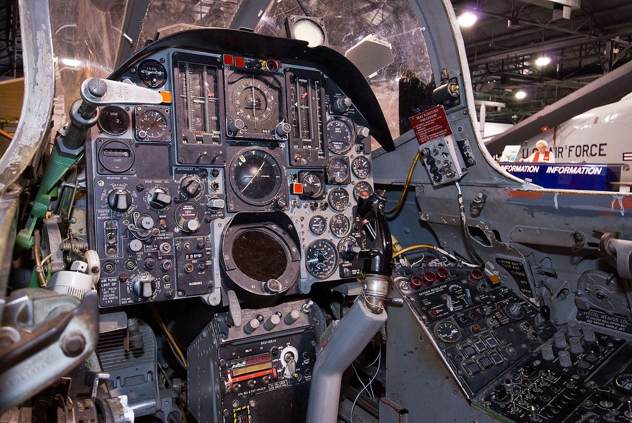 The cockpit of an F-105 Thunderchief.