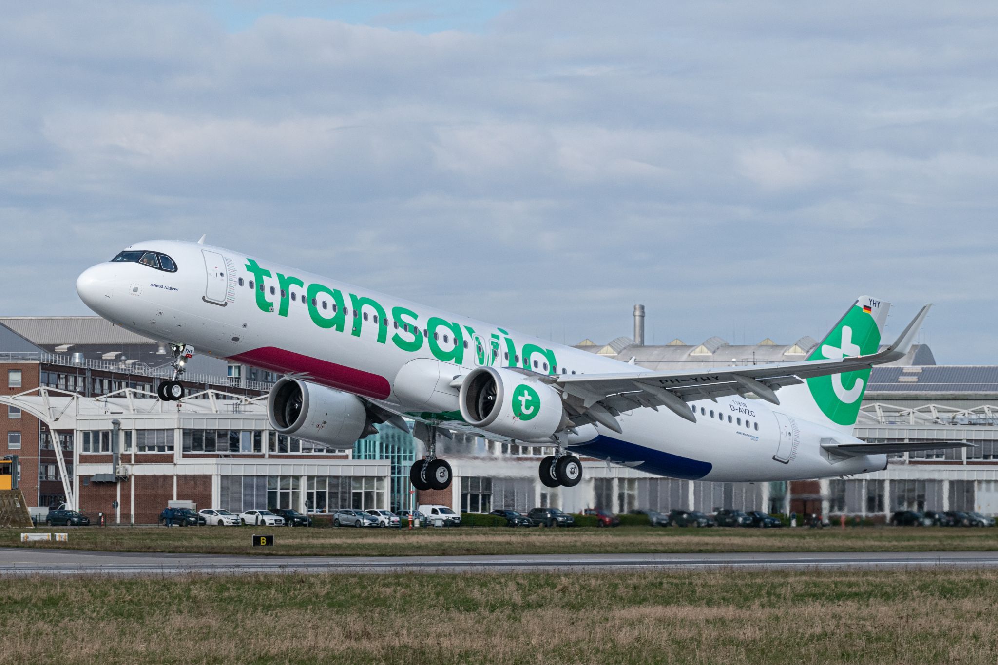 Transavia Airbus A321neo taking off.