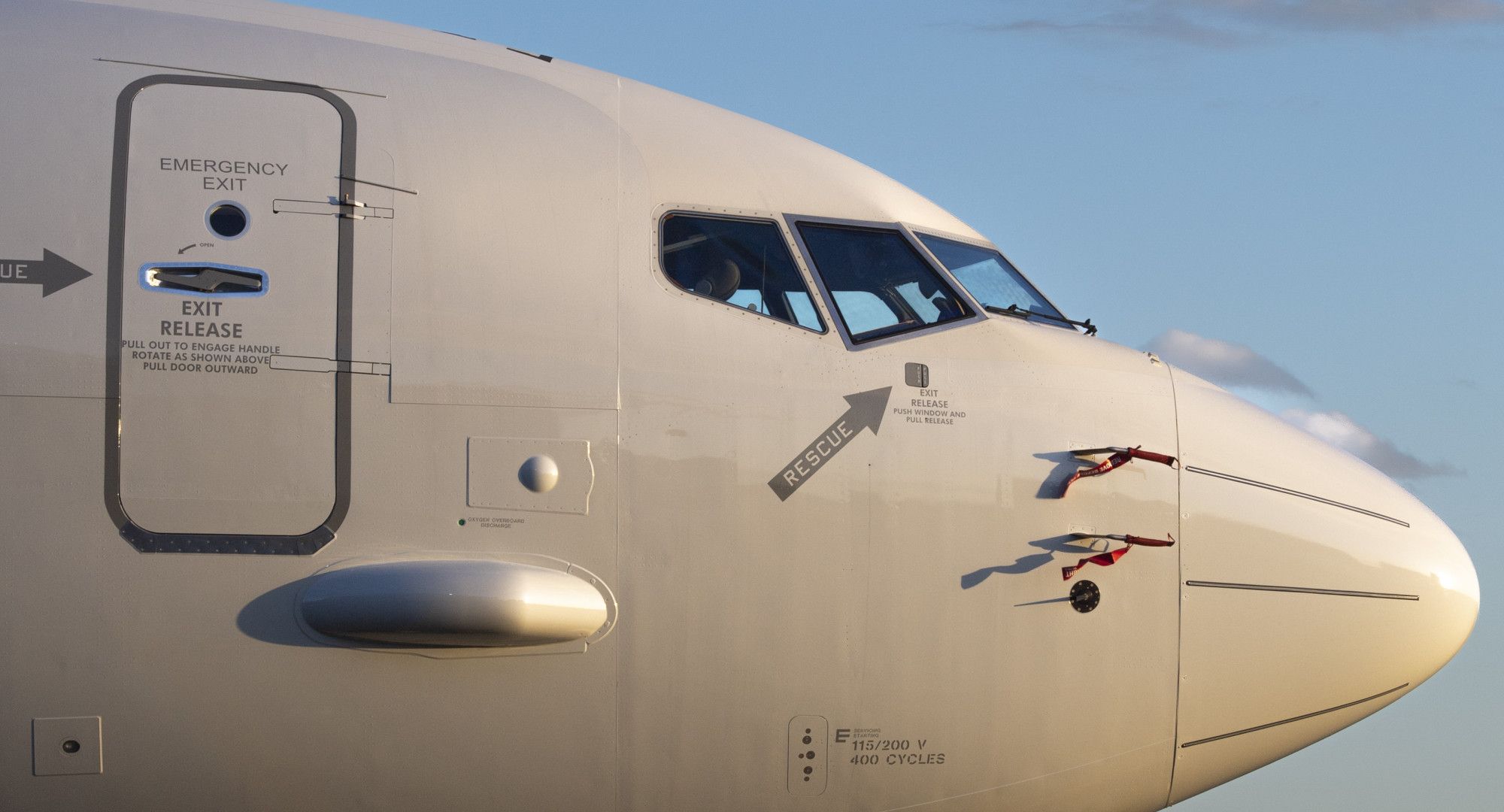 A closeup of the nose of a New Zealand Defence Force Poseidon P8-A.