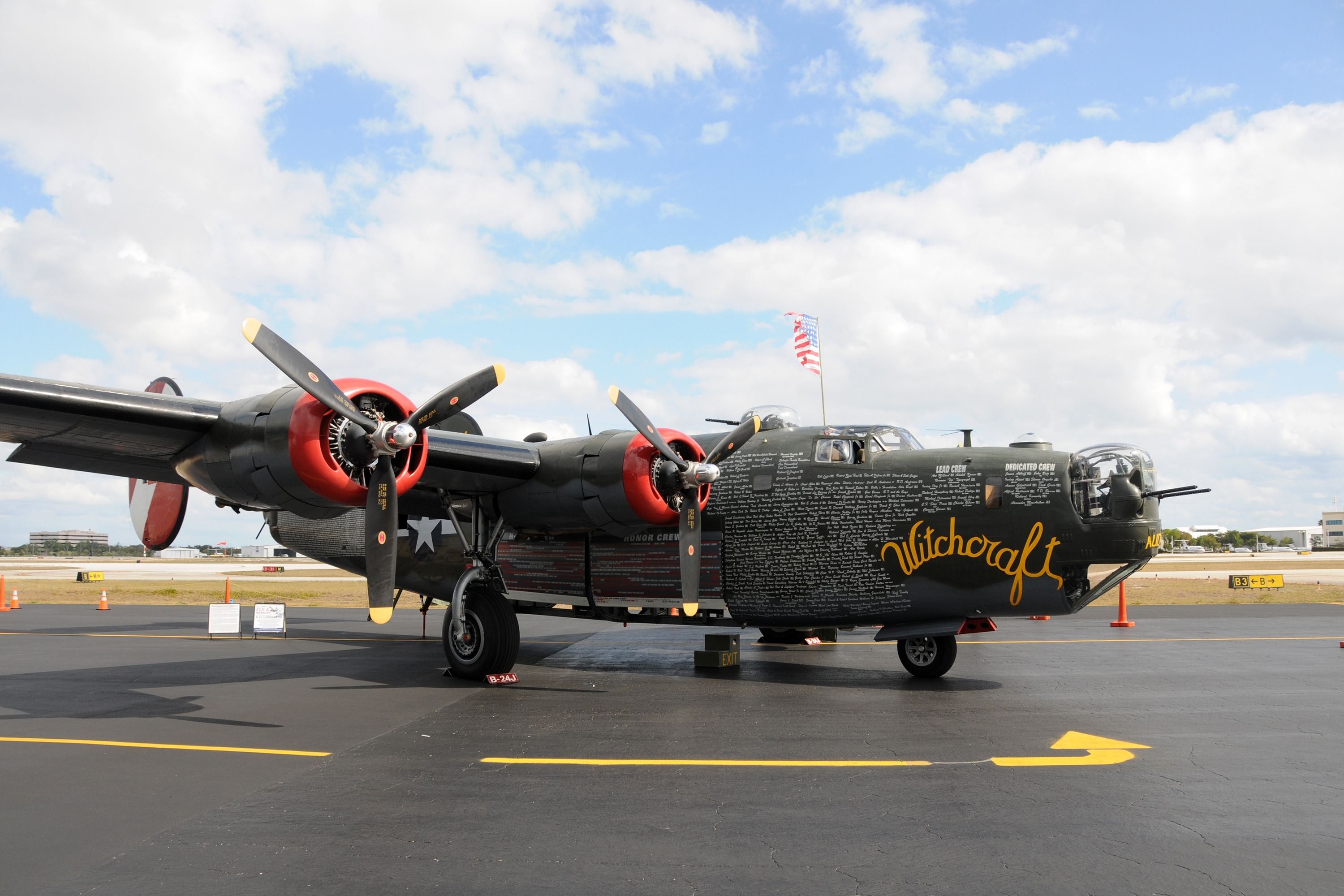 A B-24 Liberator parked on display. 