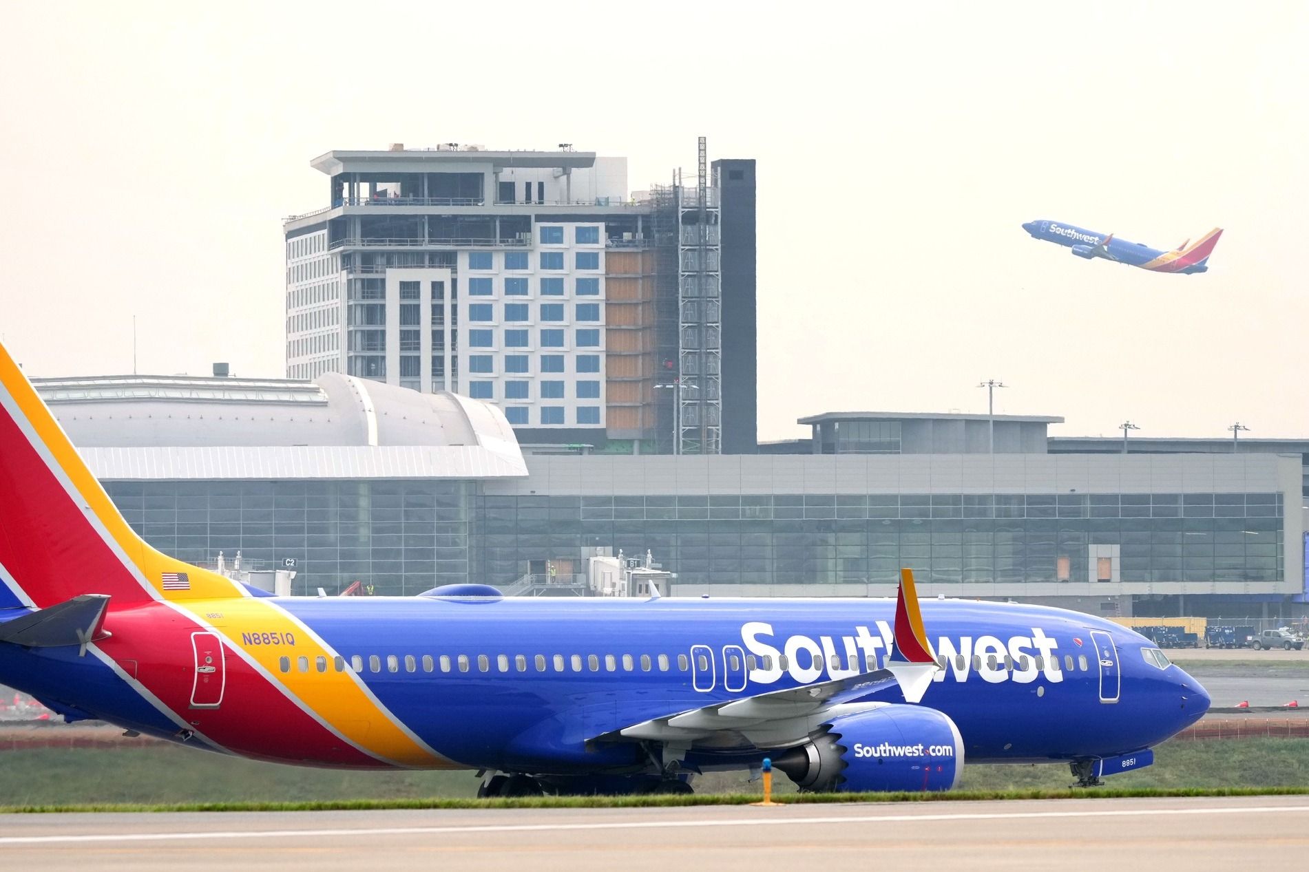 Southwest Airlines Boeing 737 MAX 8 at Nashville International Airport.