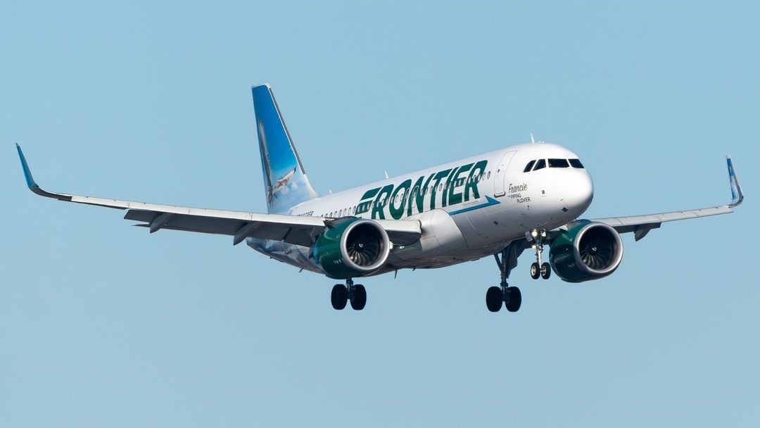 Frontier Airlines flight on final approach