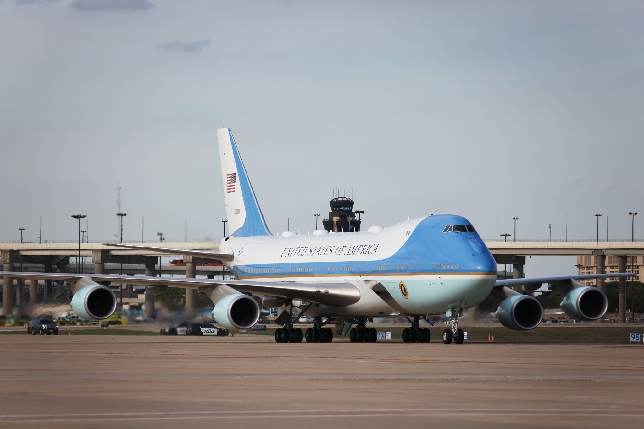 Air Force One Lands at Dallas Fort Worth International Airport
