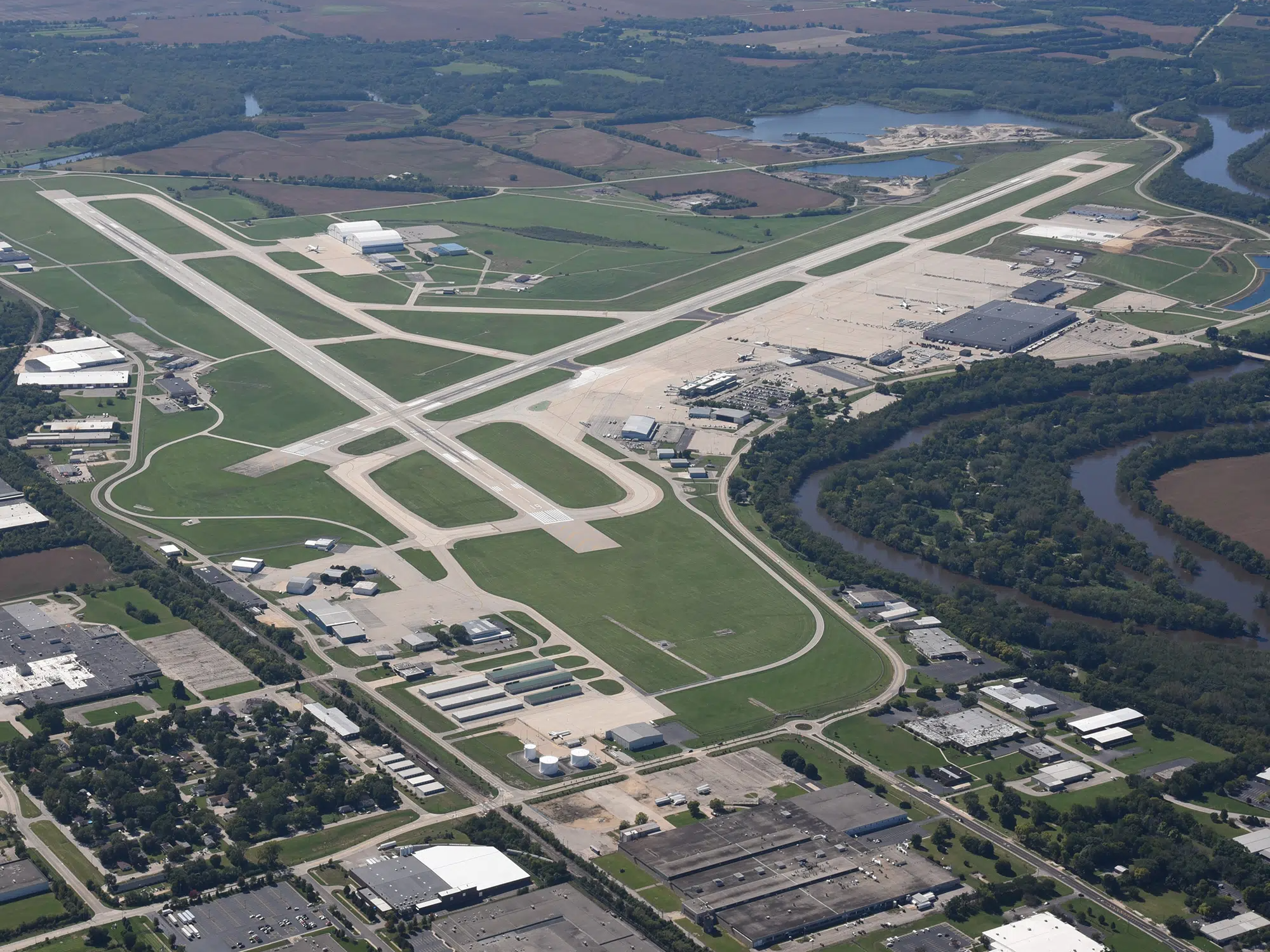 An aerial view of Chicago Rockford International Airport.