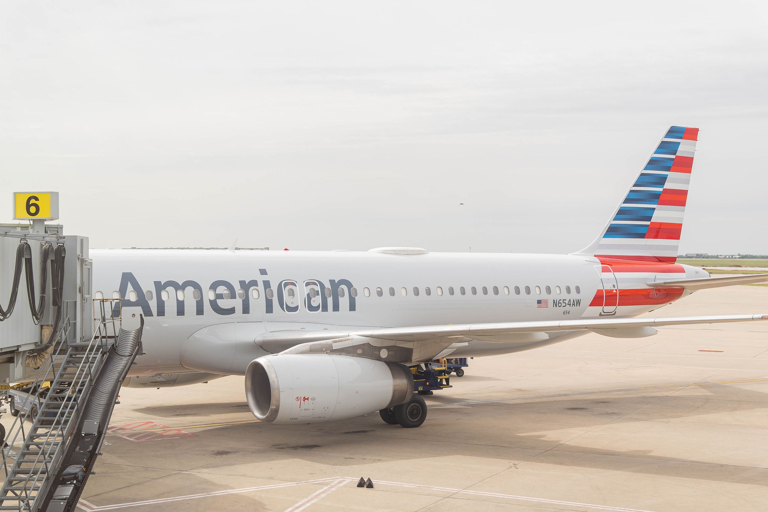 American Airlines Airbus A320 at Oklahoma City Airport OKC shutterstock_2302301963