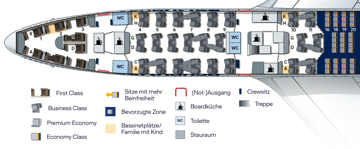 Lufthansa Boeing 747-8 business class main deck