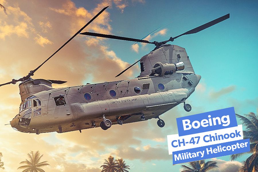 A render of a Boeing CH-47 Chinook.