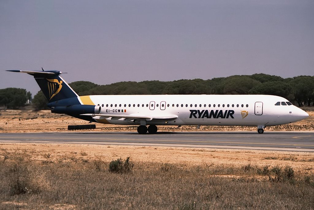 A Ryanair BAC 1-11 On an airport arpon.