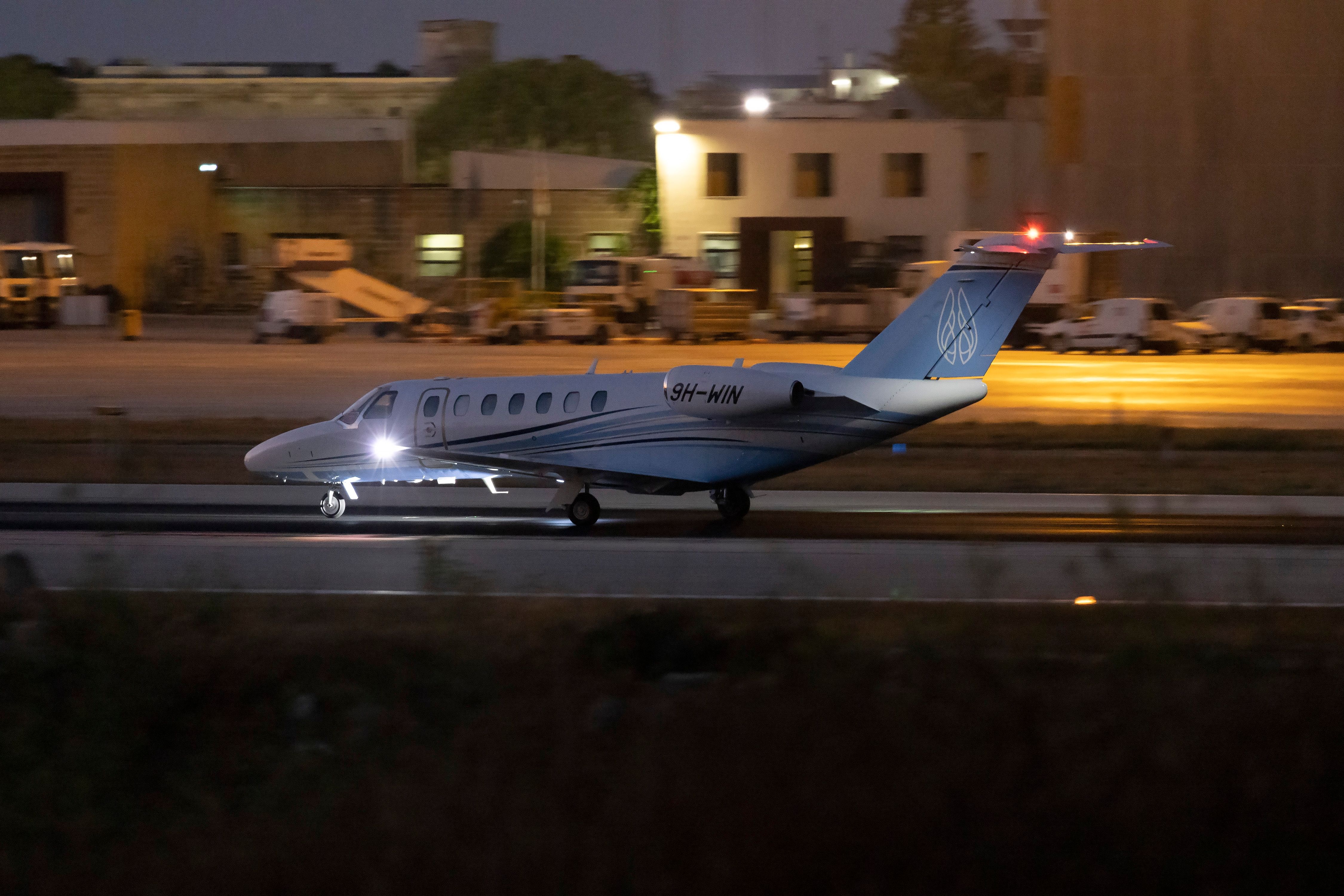 A Cessna Citation CJ3+ on the apron in Malta.