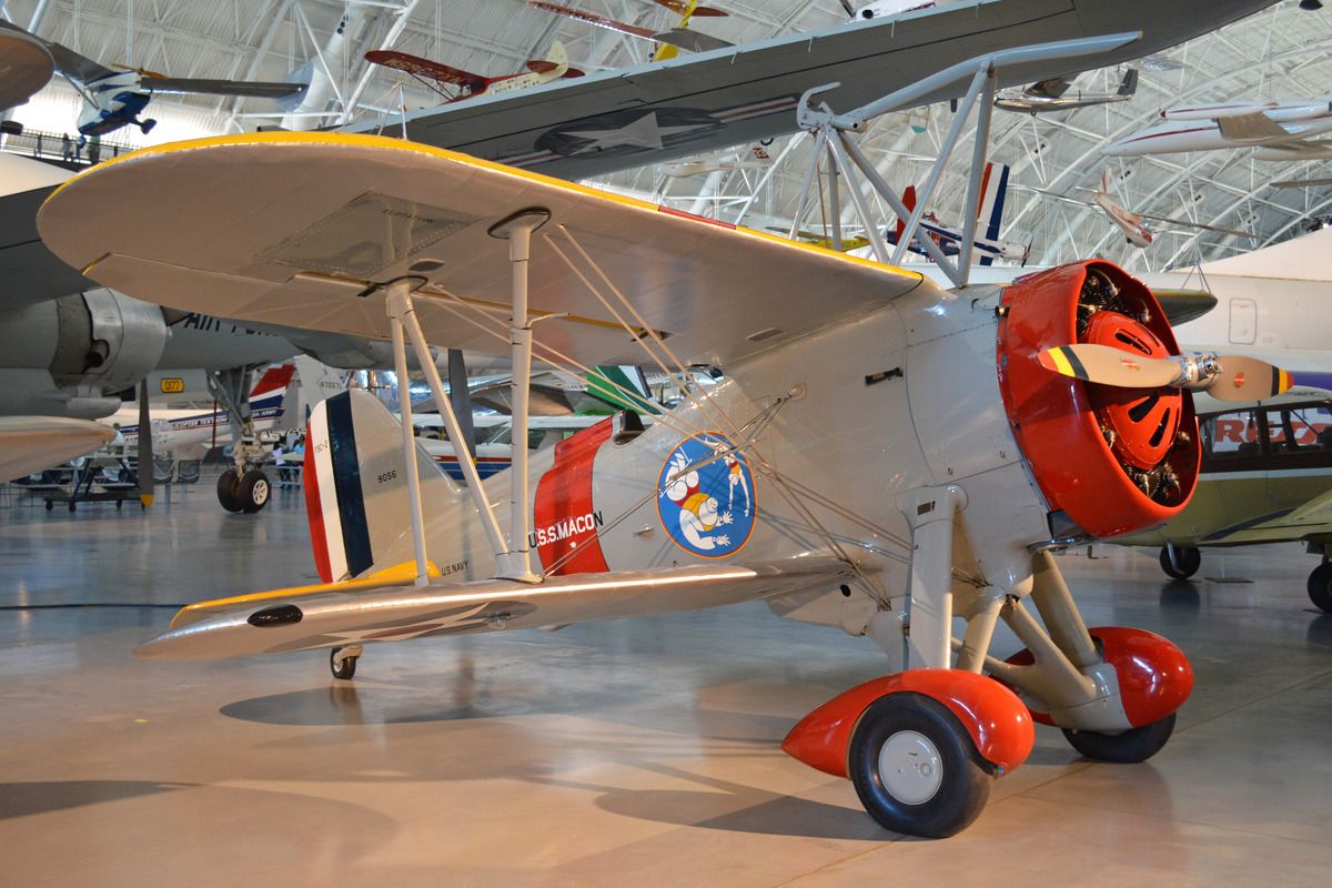 A Curtiss F9C-2 Sparrowhawk on display.