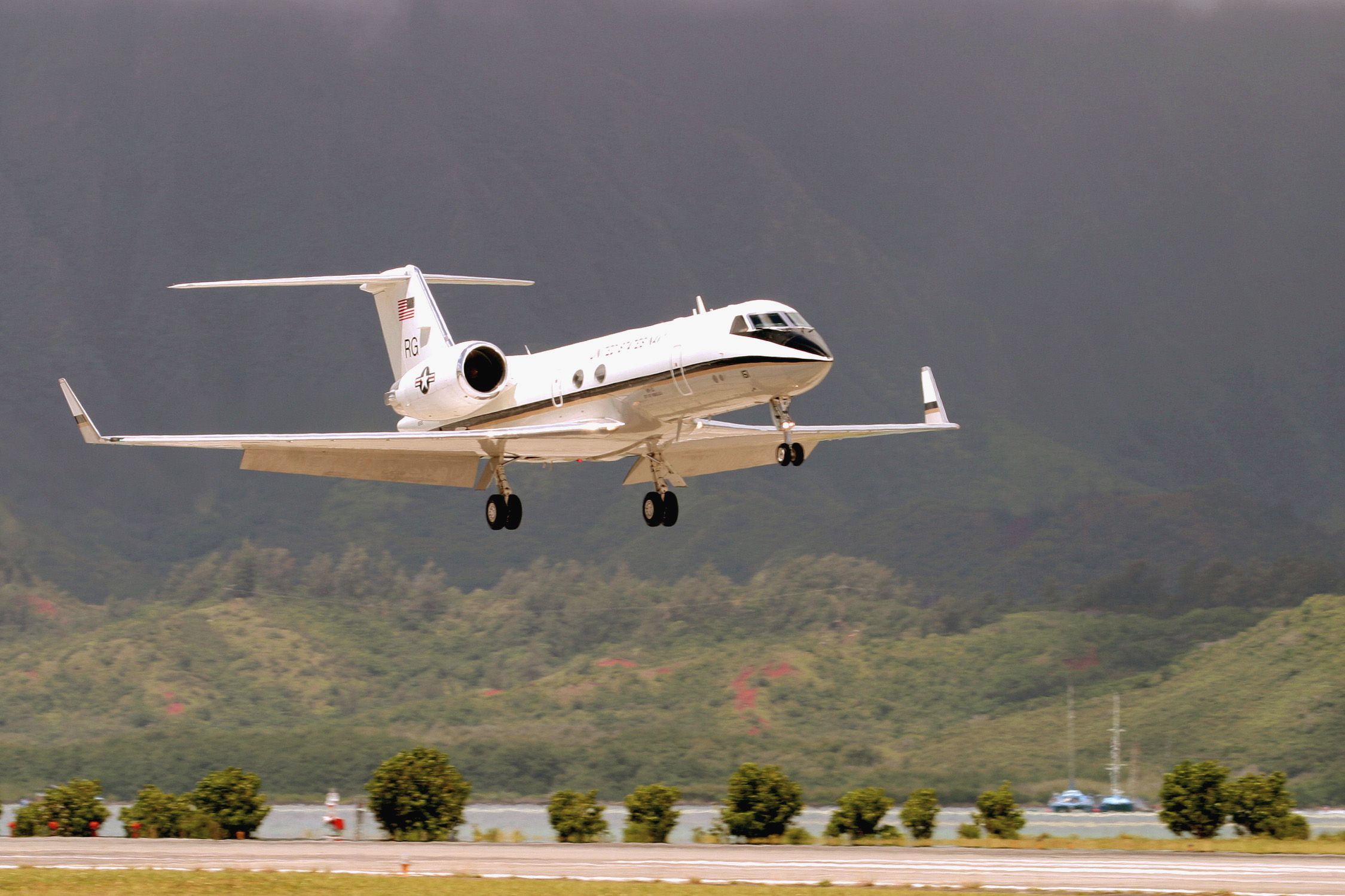 Gulfstream IV C-20G landing at an airport