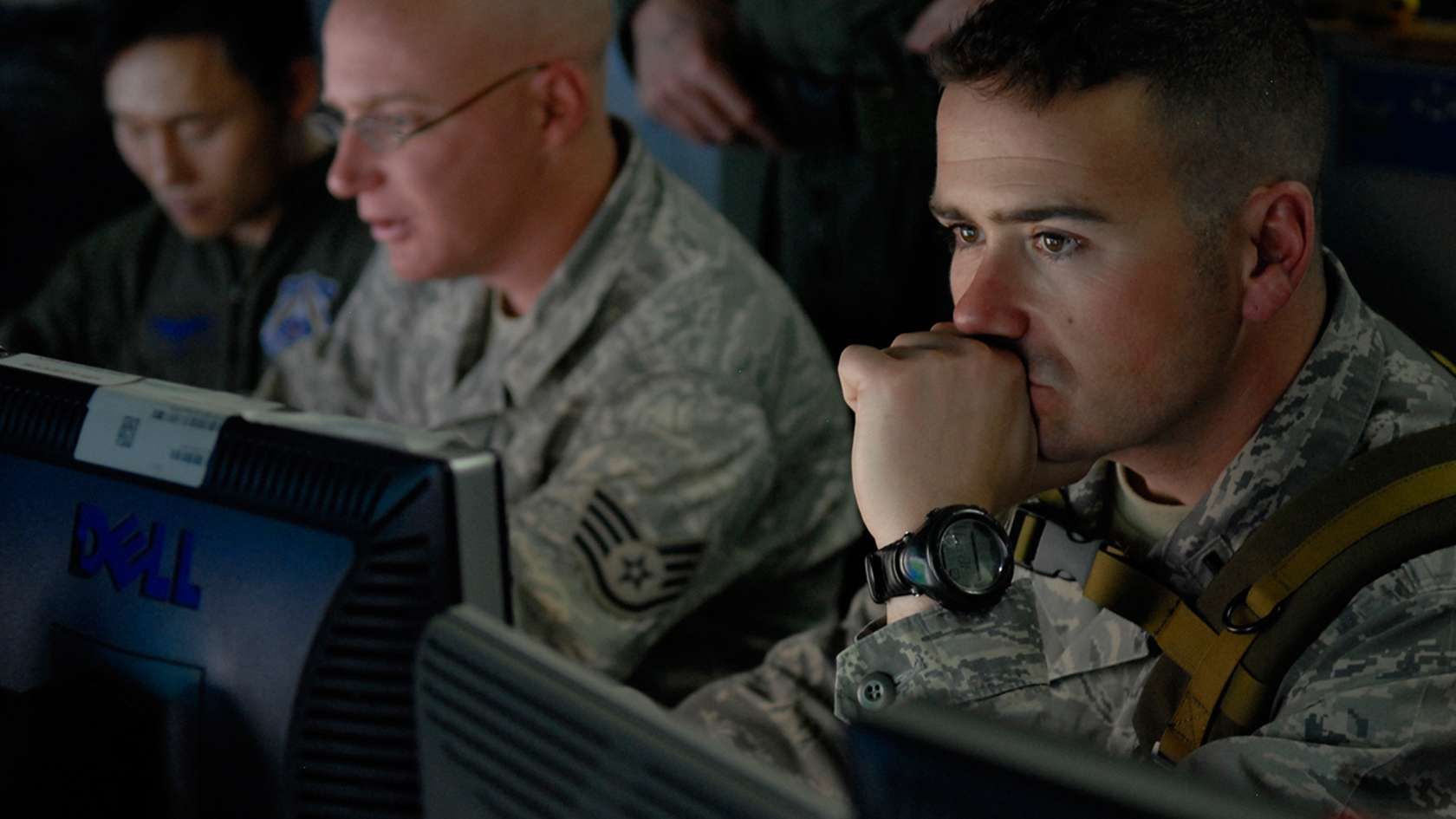 Air Force staff working with computers