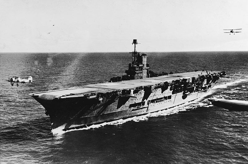 Fairey Swordfish taking off the HMS Ark Royal