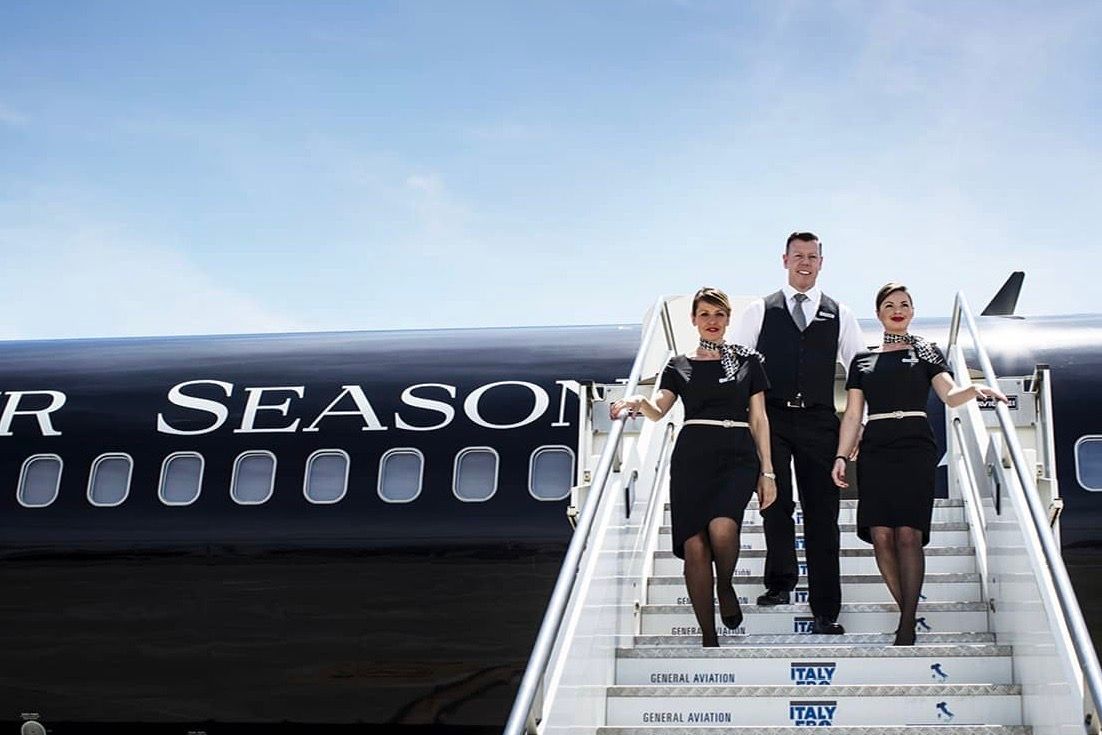 Four Seasons private jet and cabin crew