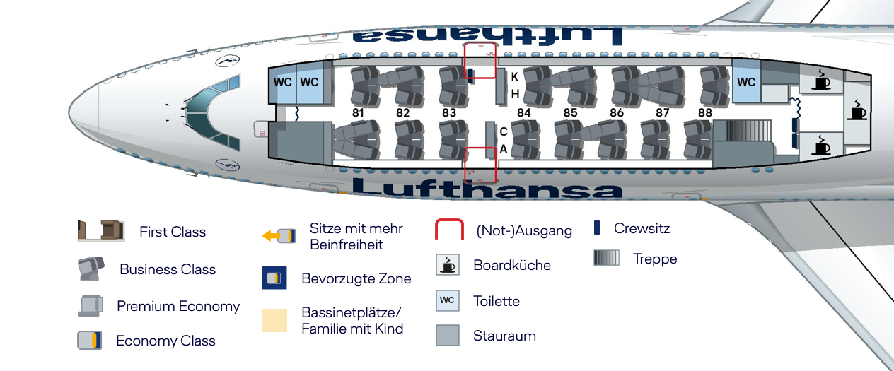 Lufthansa Boeing 747-8 business class upper deck