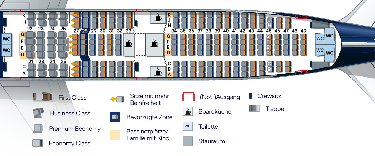 Lufthansa Boeing 747-8 economy seat map