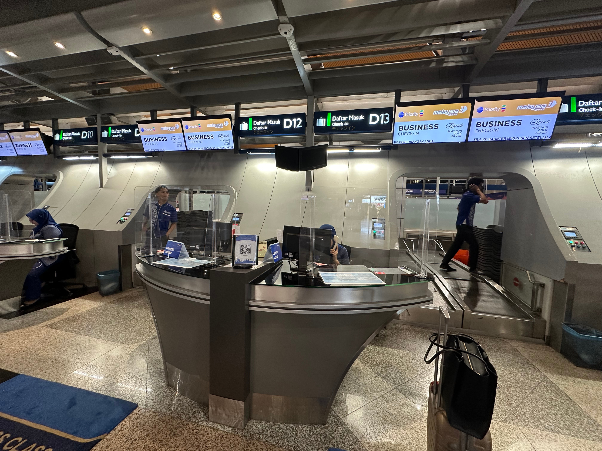 Malaysia Airlines Business check-in counters at Kuala Lumpur International Airport
