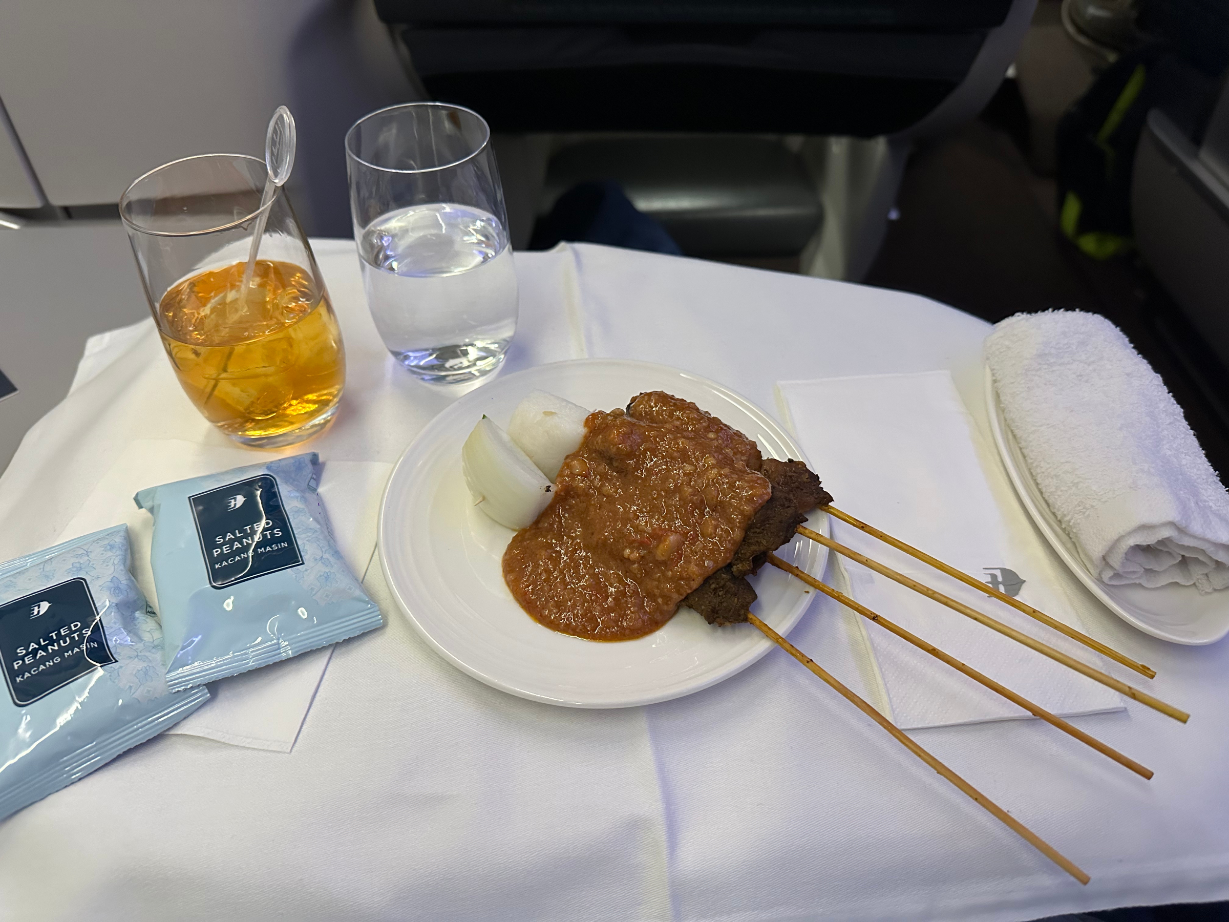 Malaysia Airlines Business Class meal - satay