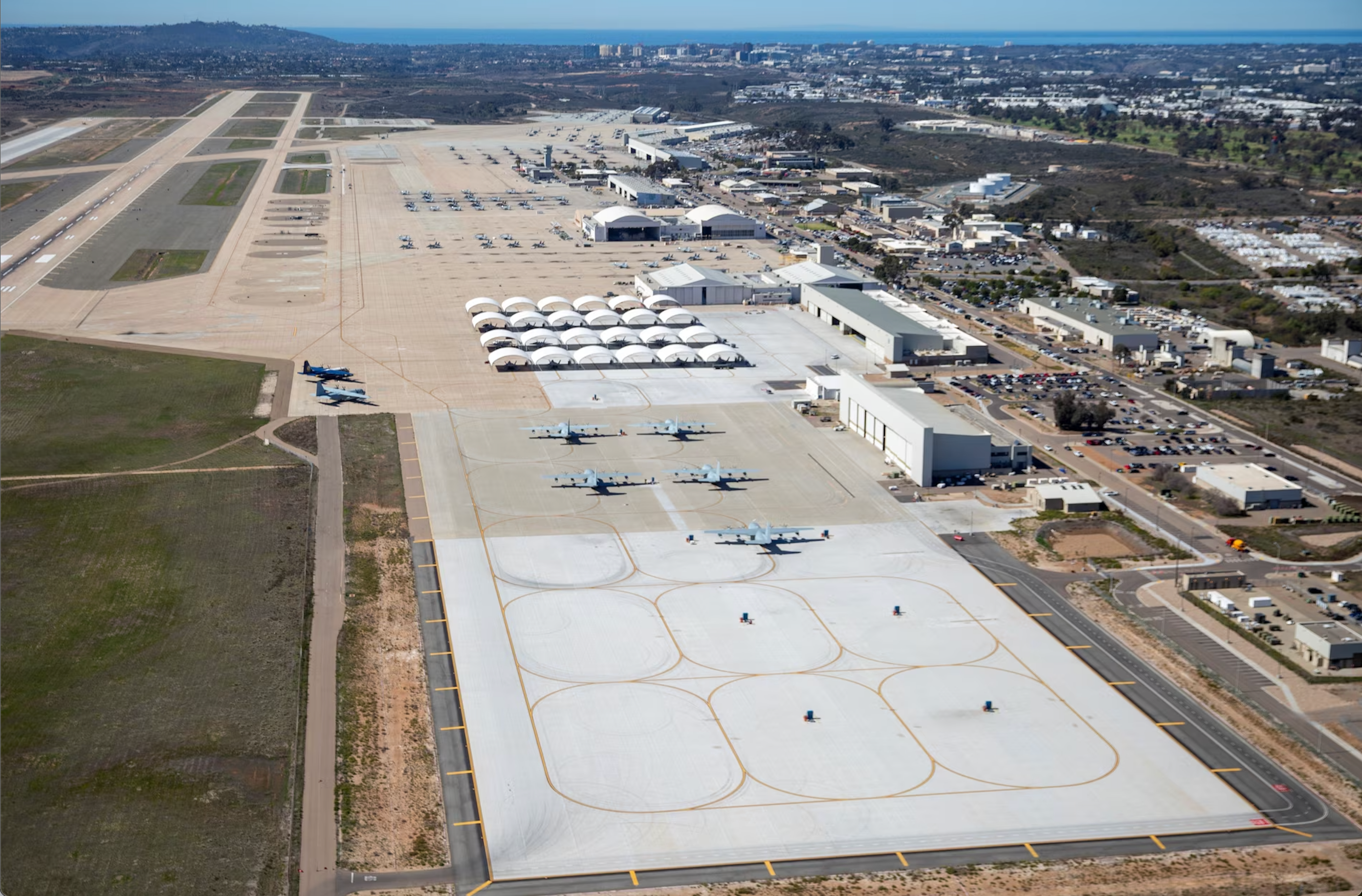 An aerial view of the Marine Corps Air Station Miramar.