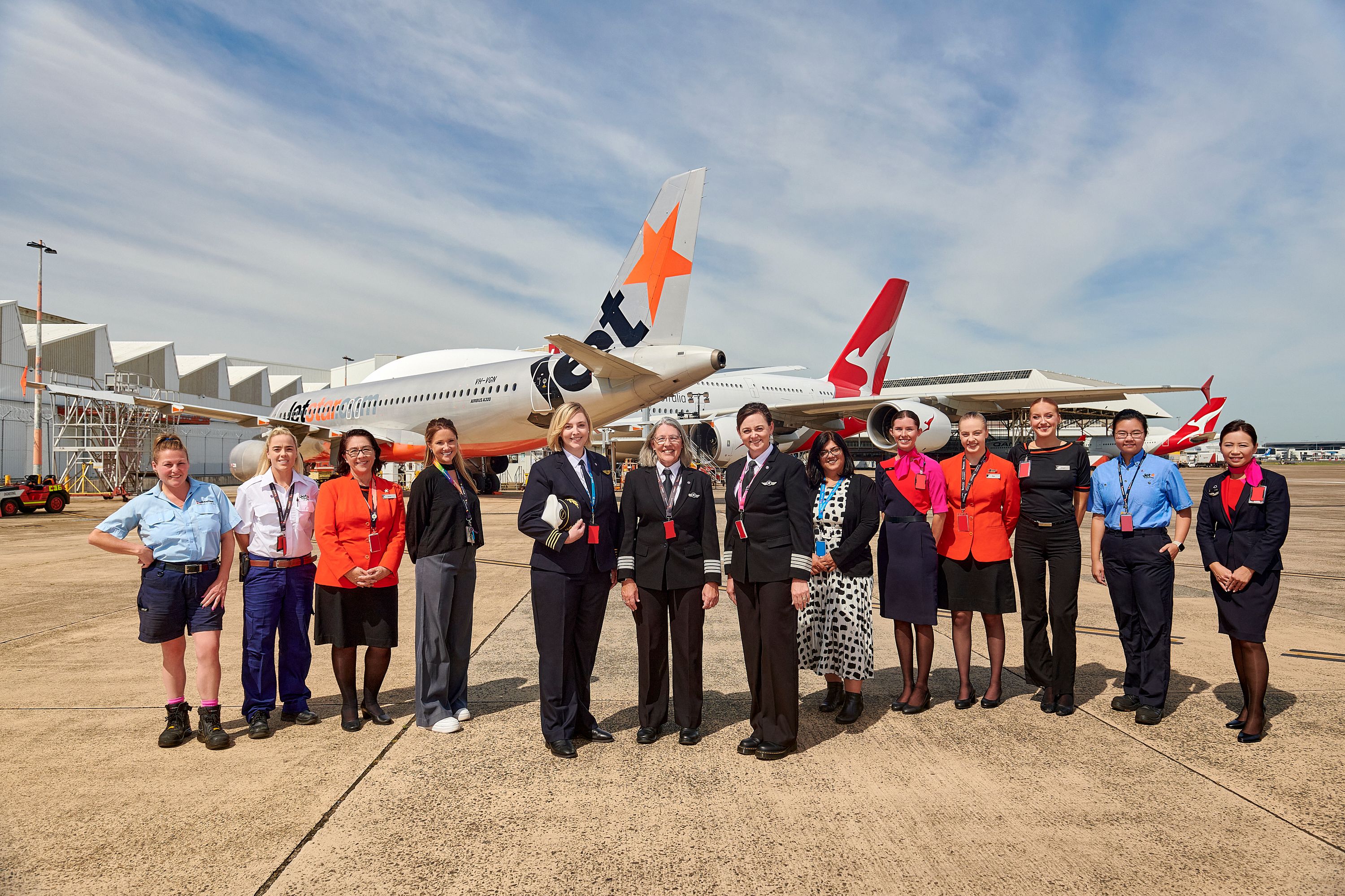 Qantas and Jetstar team operating IWD all-female flights