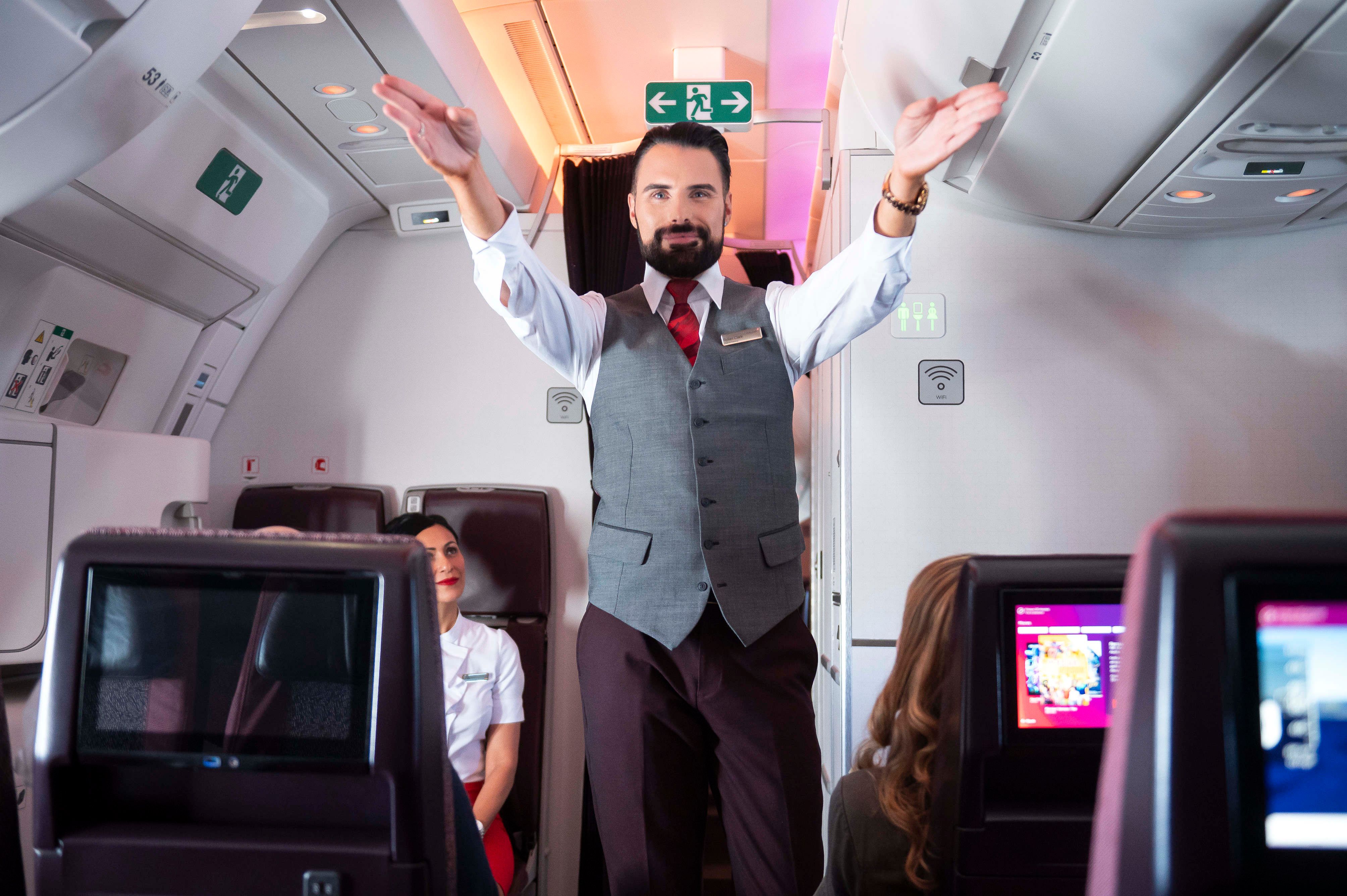 Rylan Clark being a Virgin Atlantic flight attendant