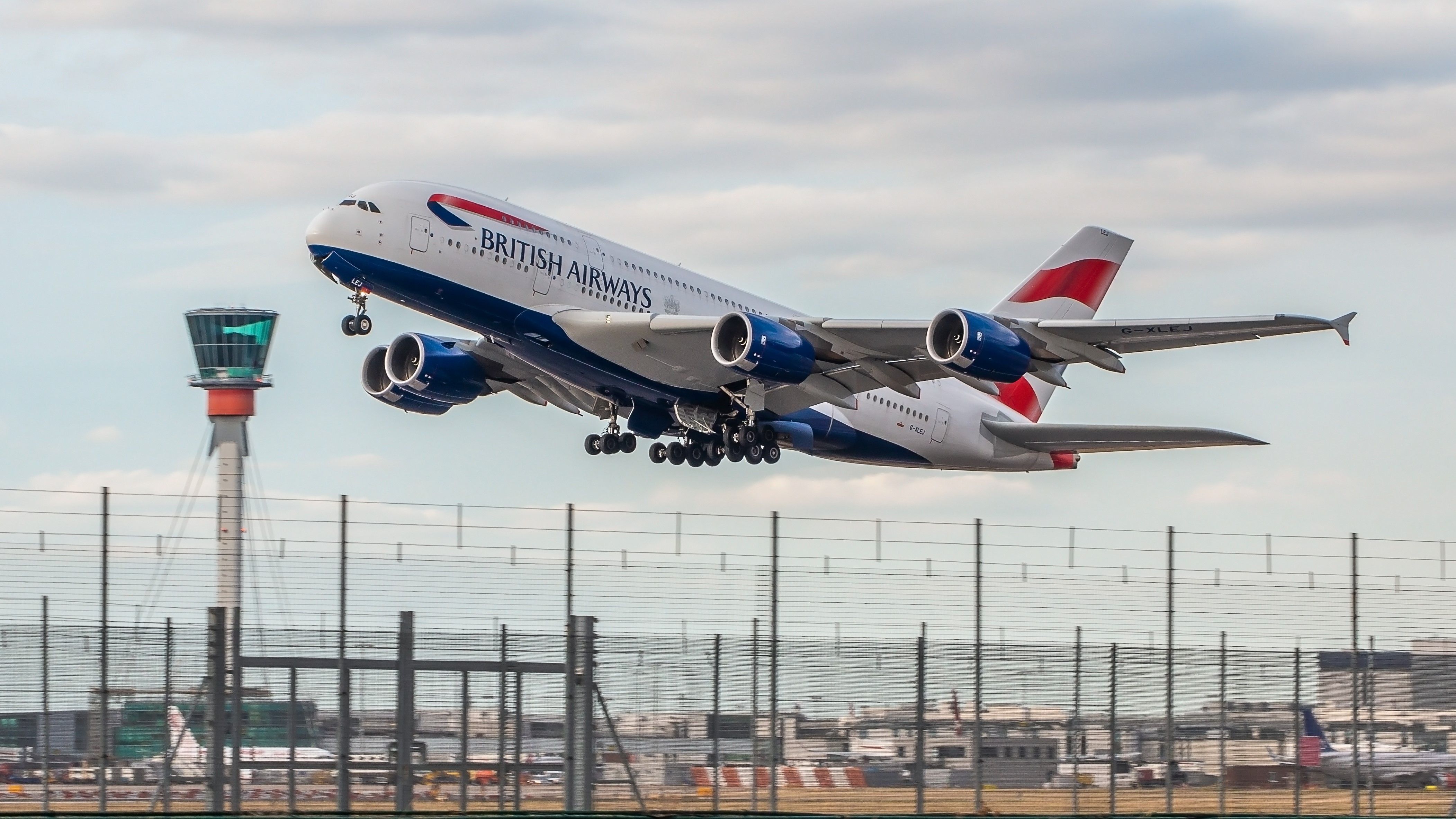 British Airways Airbus A380 Departing London Heathrow Airport