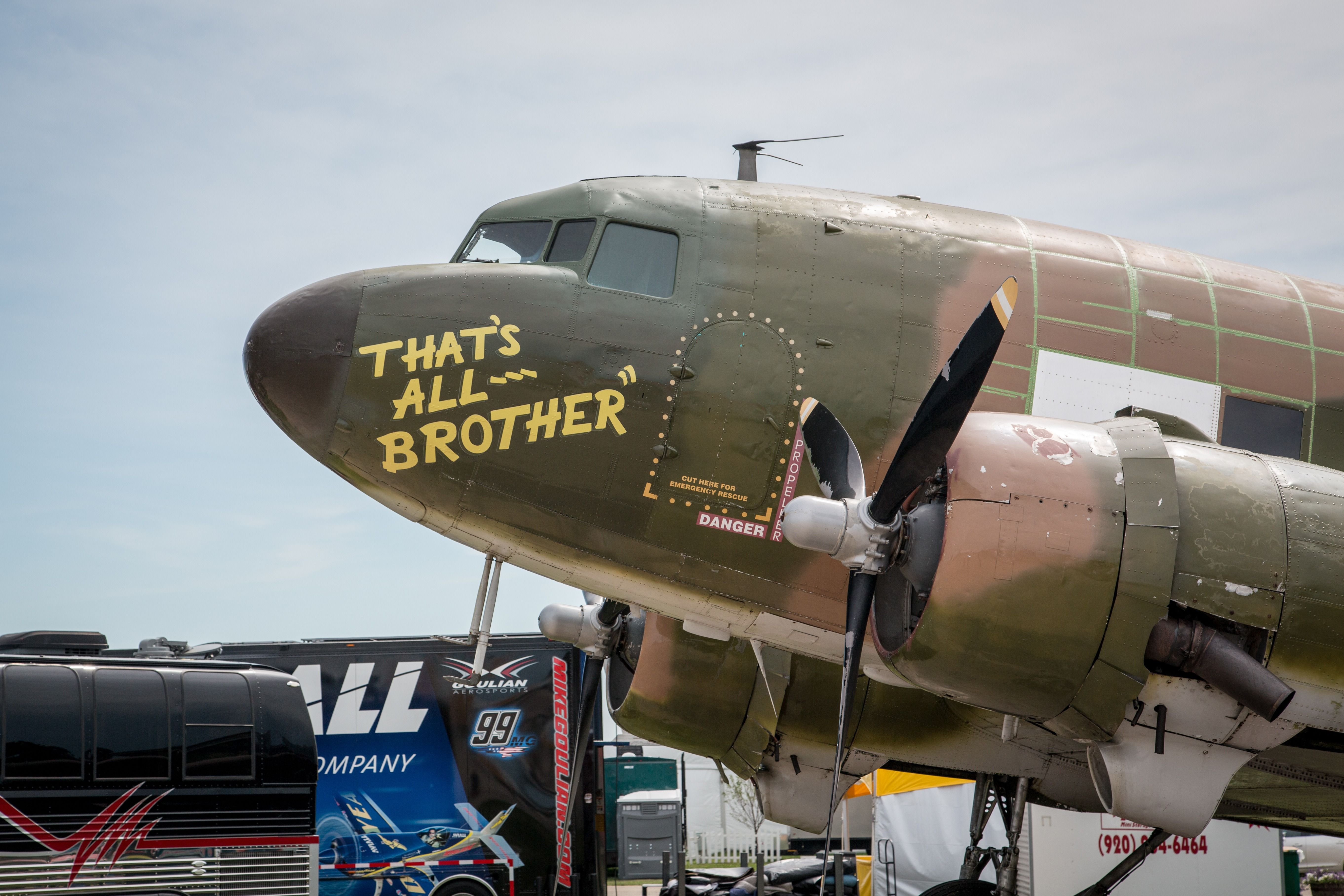 A Douglas C-47 with the words 