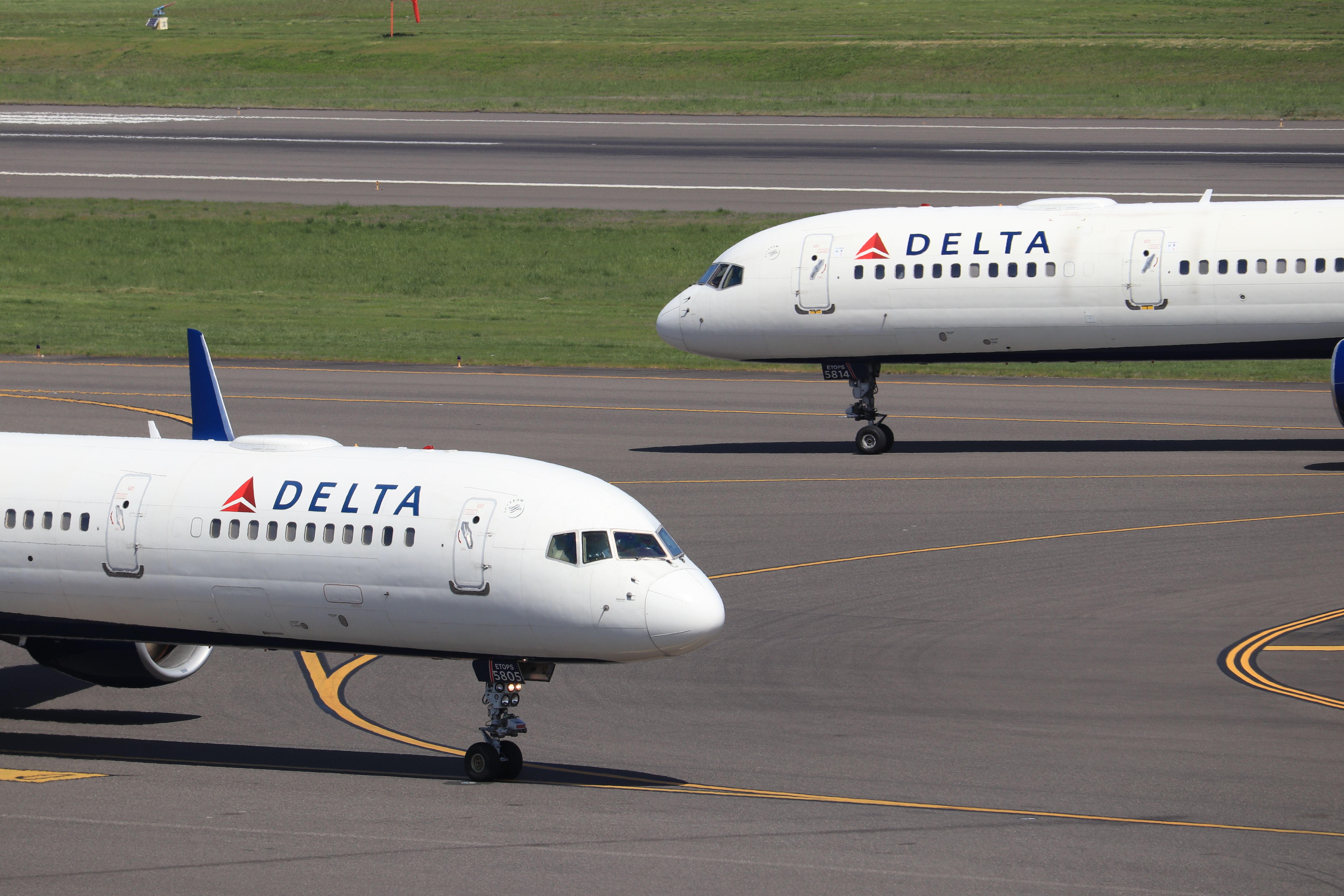 Delta Air Lines Boeing 757s at Portland International Airport.