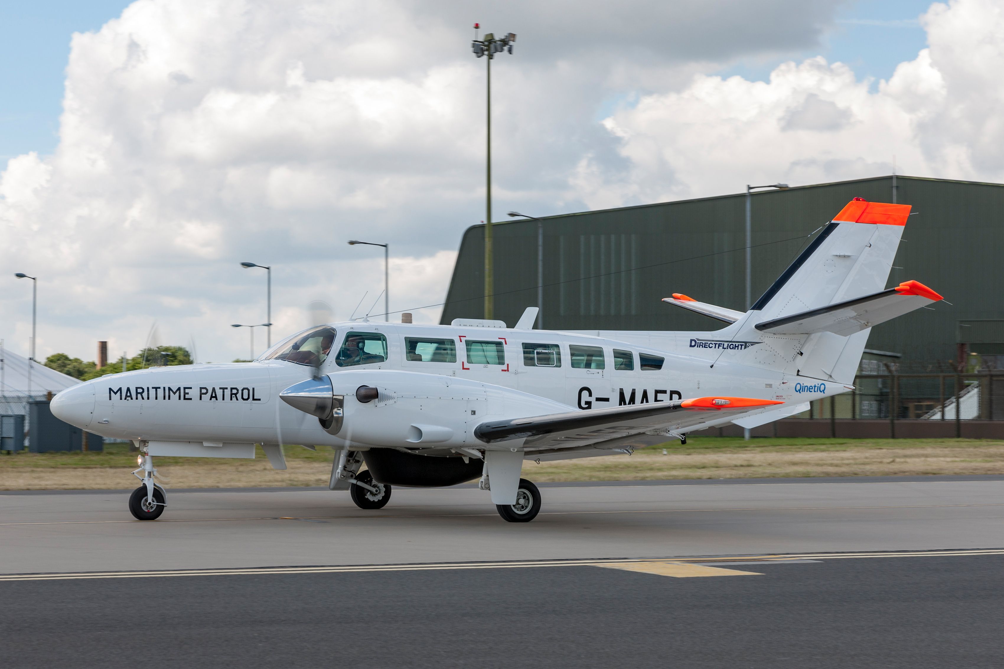 A Reims-Cessna F406 on an airport apron.