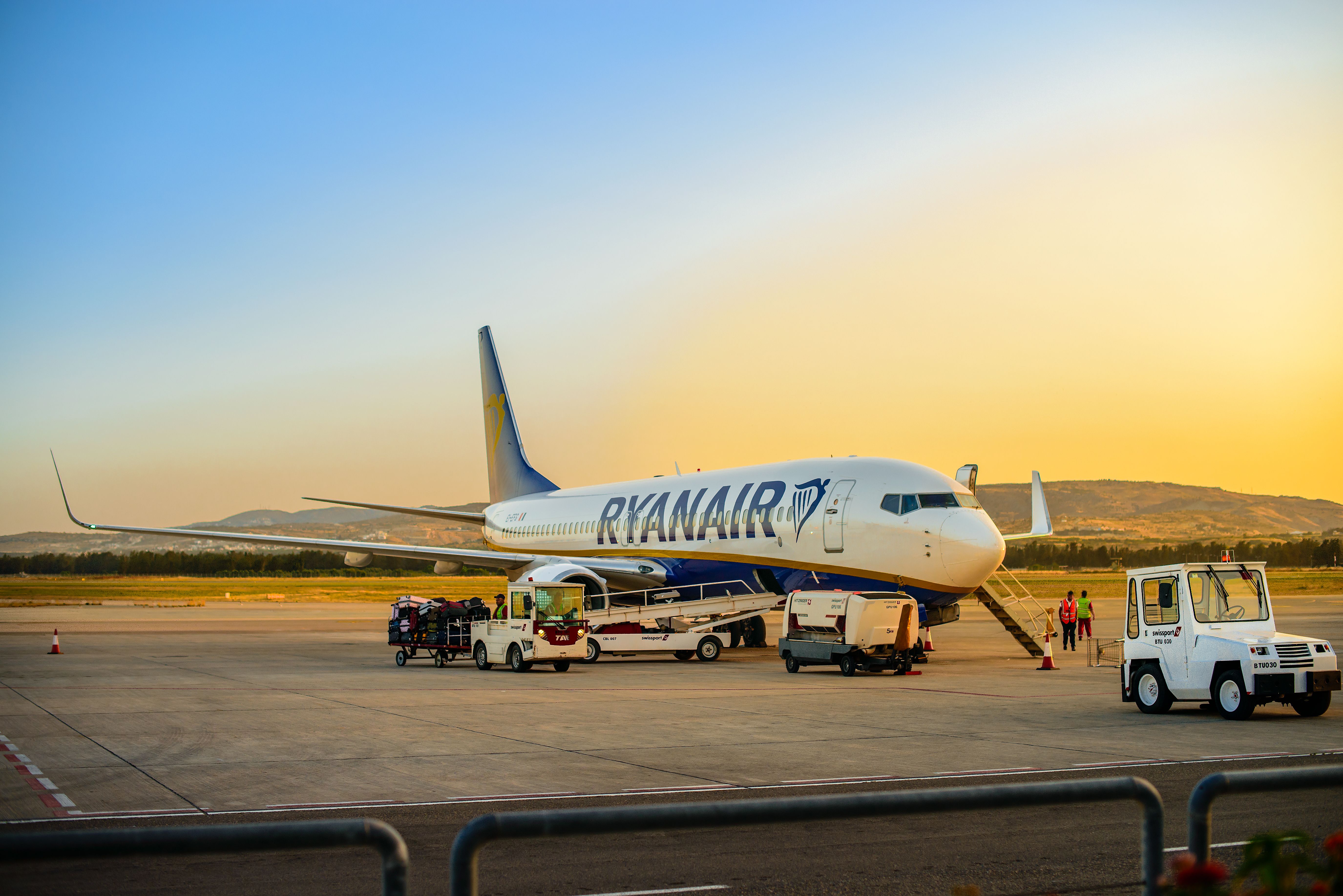 A Ryanair Boeing 737-800 On the apron In Paphos.
