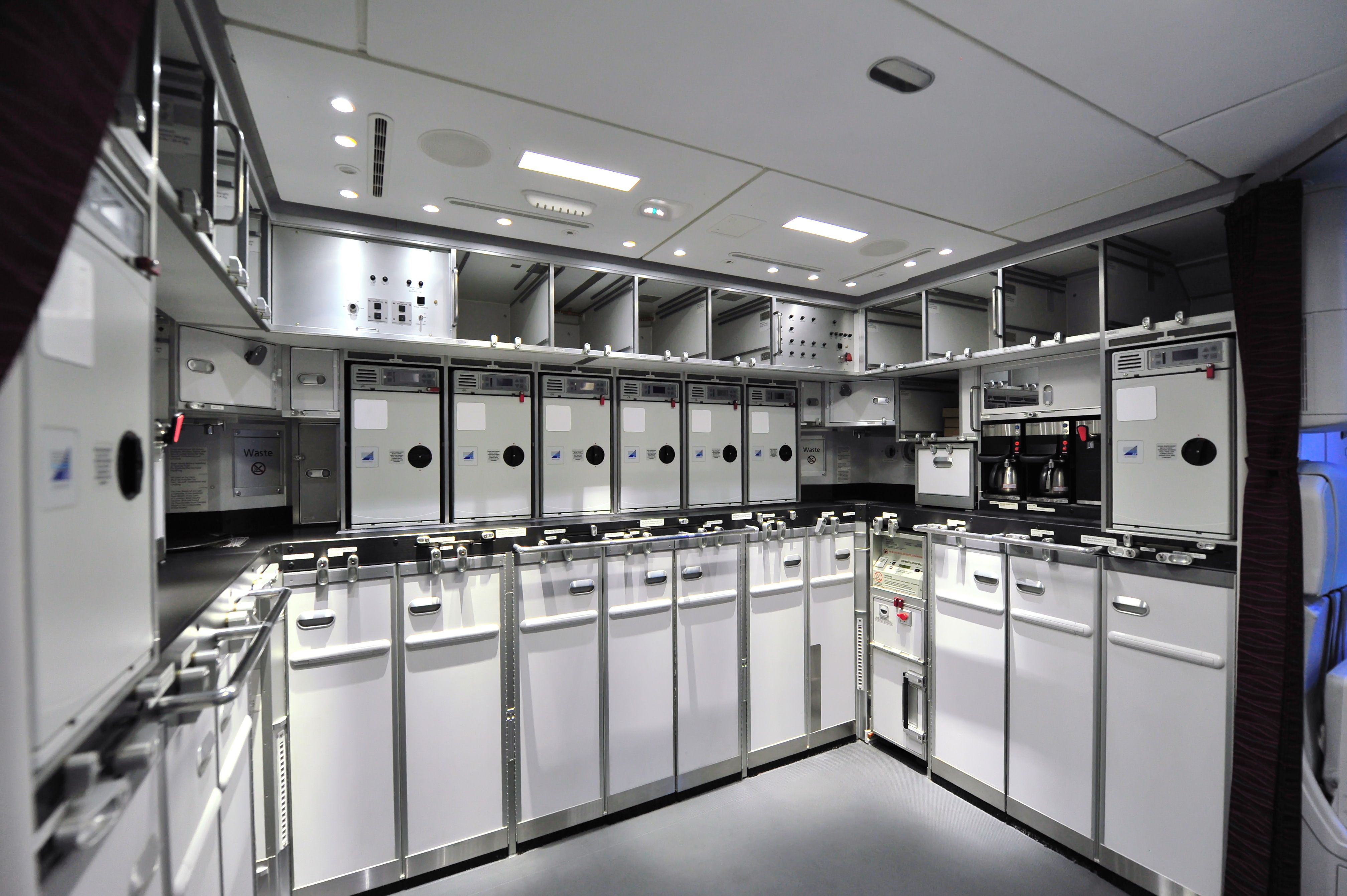 The back galley on a Boeing 777.
