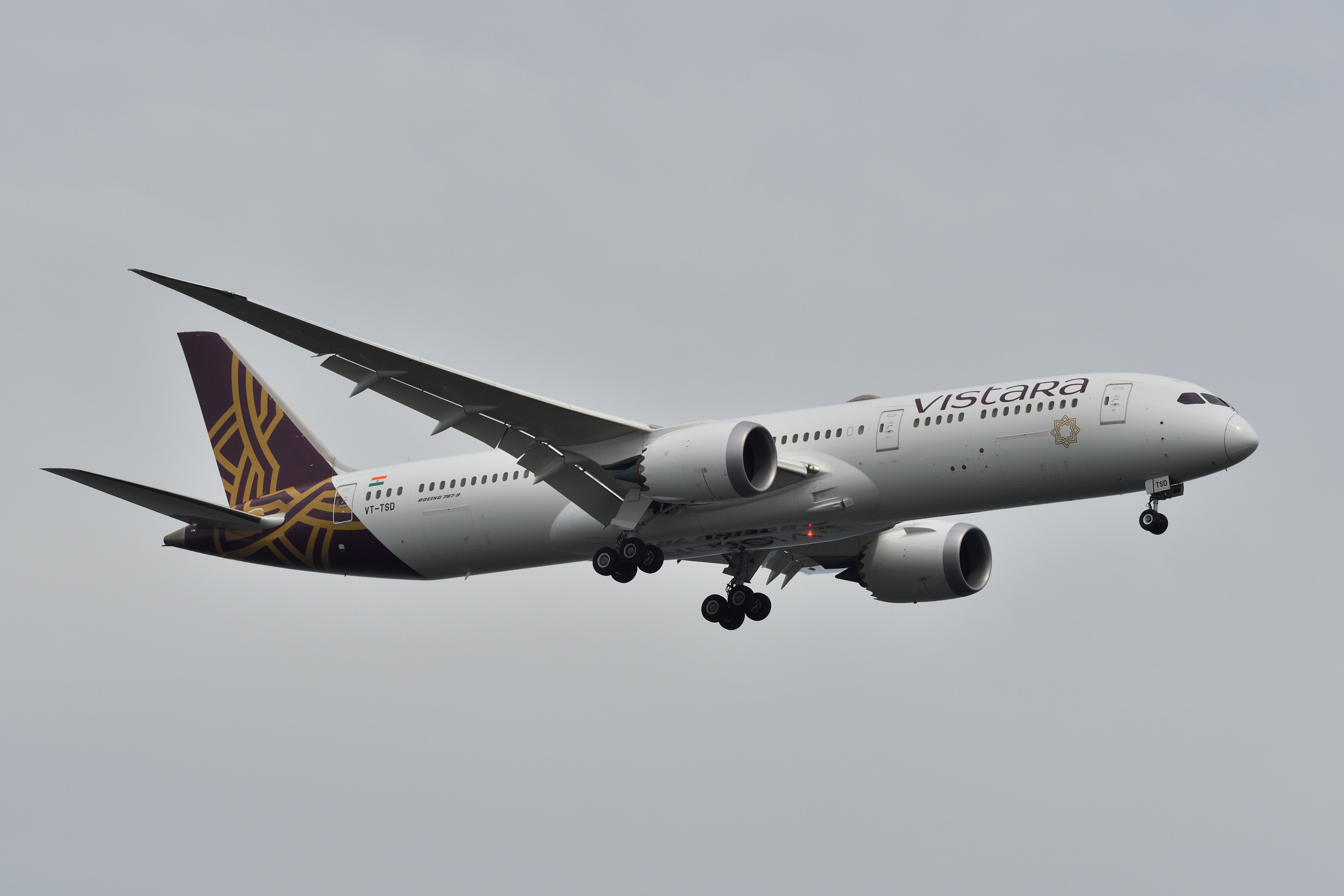 Vistara Boeing 787 landing at Tokyo.