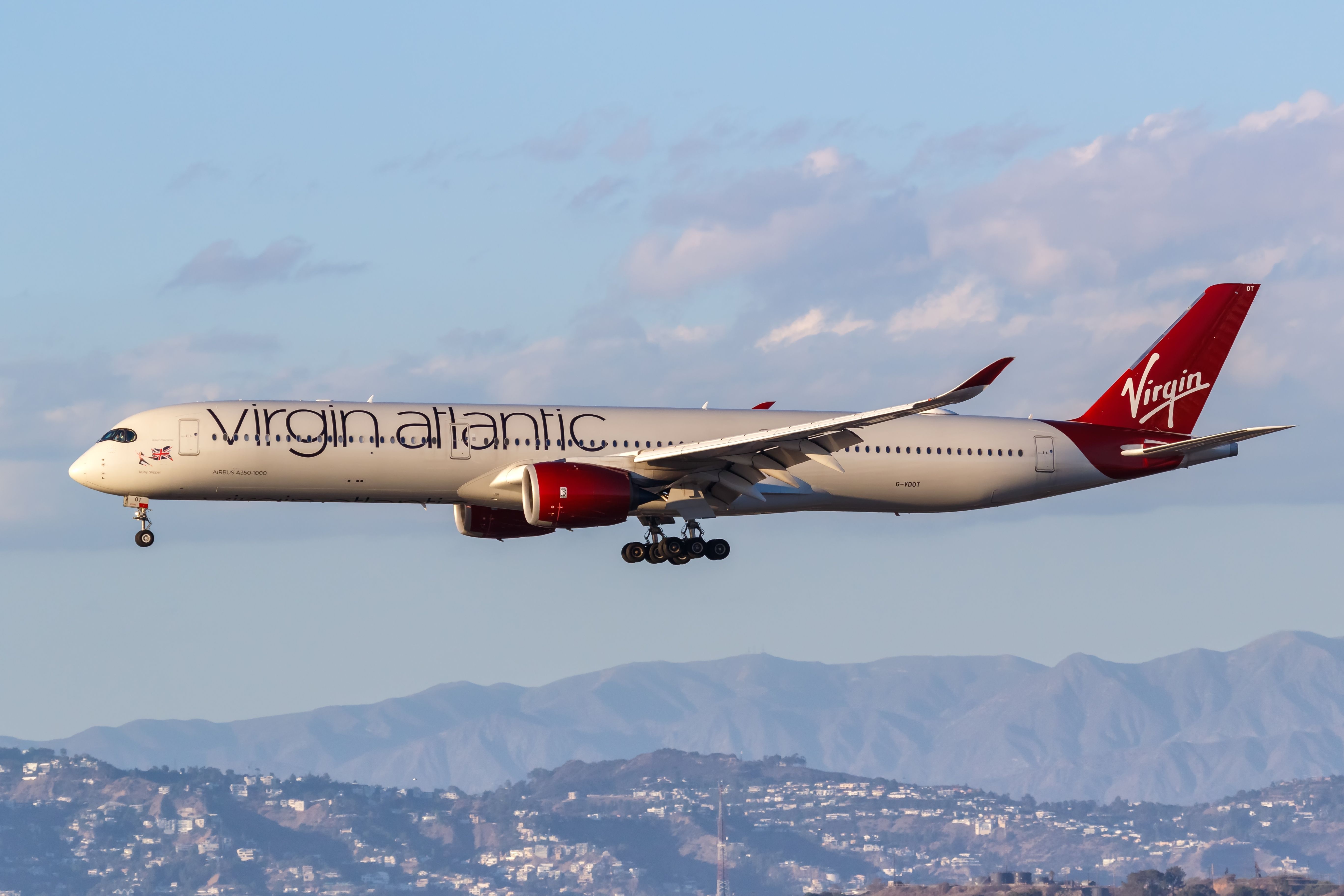 Virgin Atlantic Airbus A350-1000 airplane at Los Angeles airport (LAX) in the United States.