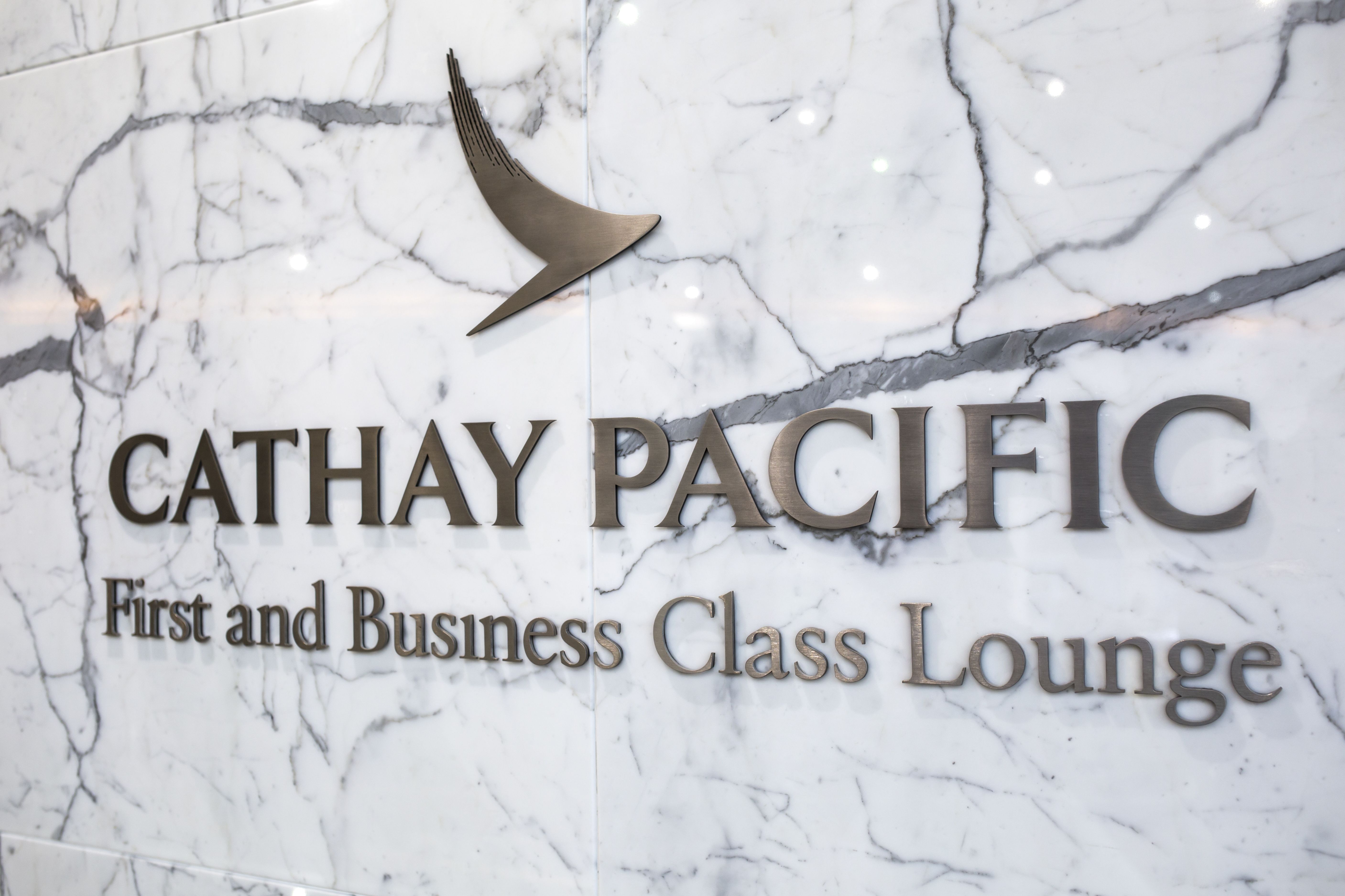 A sign just outside the Cathay Pacific First and Business class lounge.