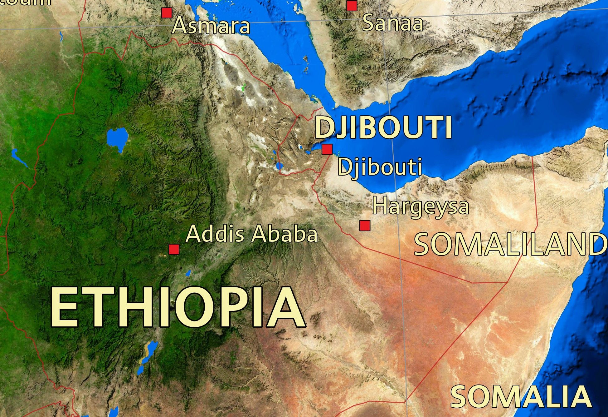 Map showing Somalia and Somaliland