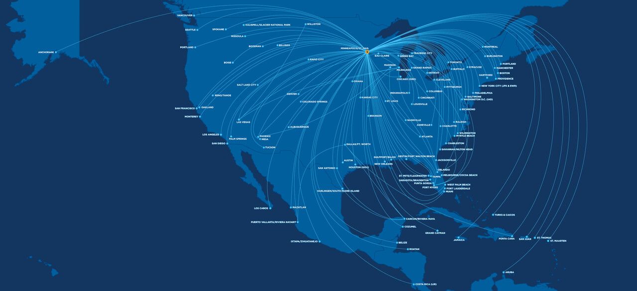 Sun country route map