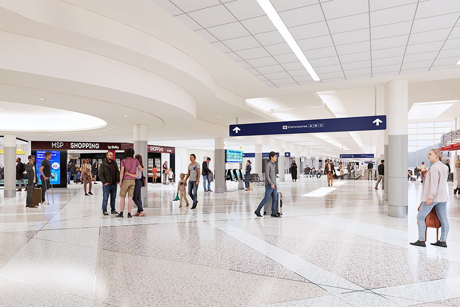 Conceptual rendering of future improvements on Concourse C in Terminal 1 at MSP Airport .