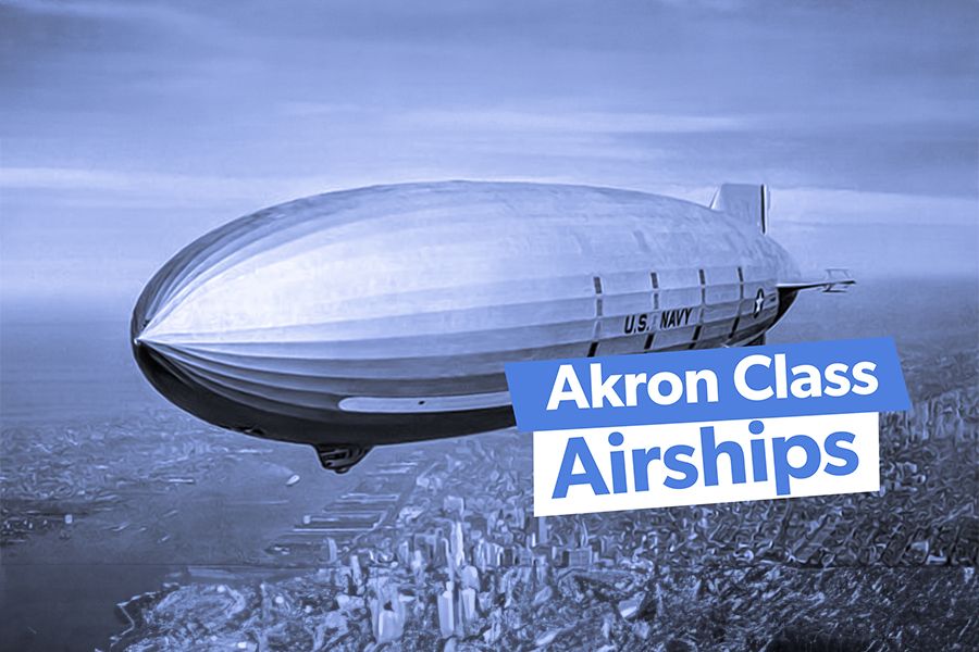 A US Navy Akron Class Airship flying over New York City.