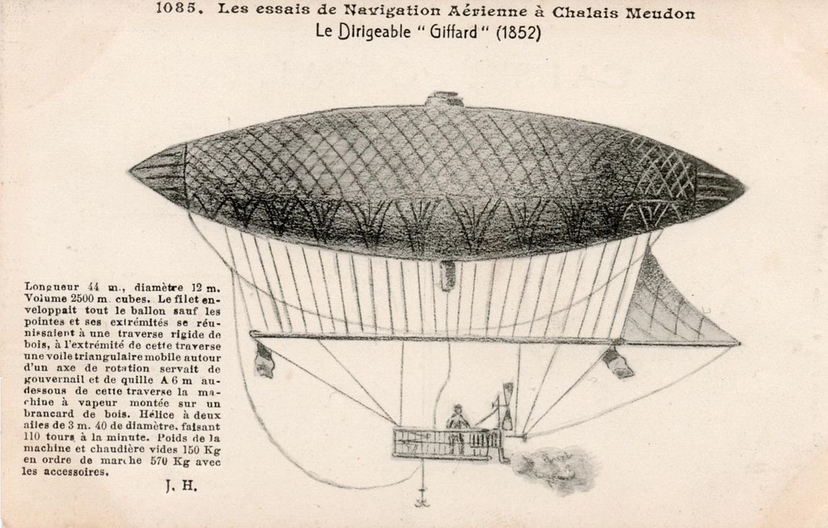 “Giffard” non-rigid airship vintage postcard by J.H edition