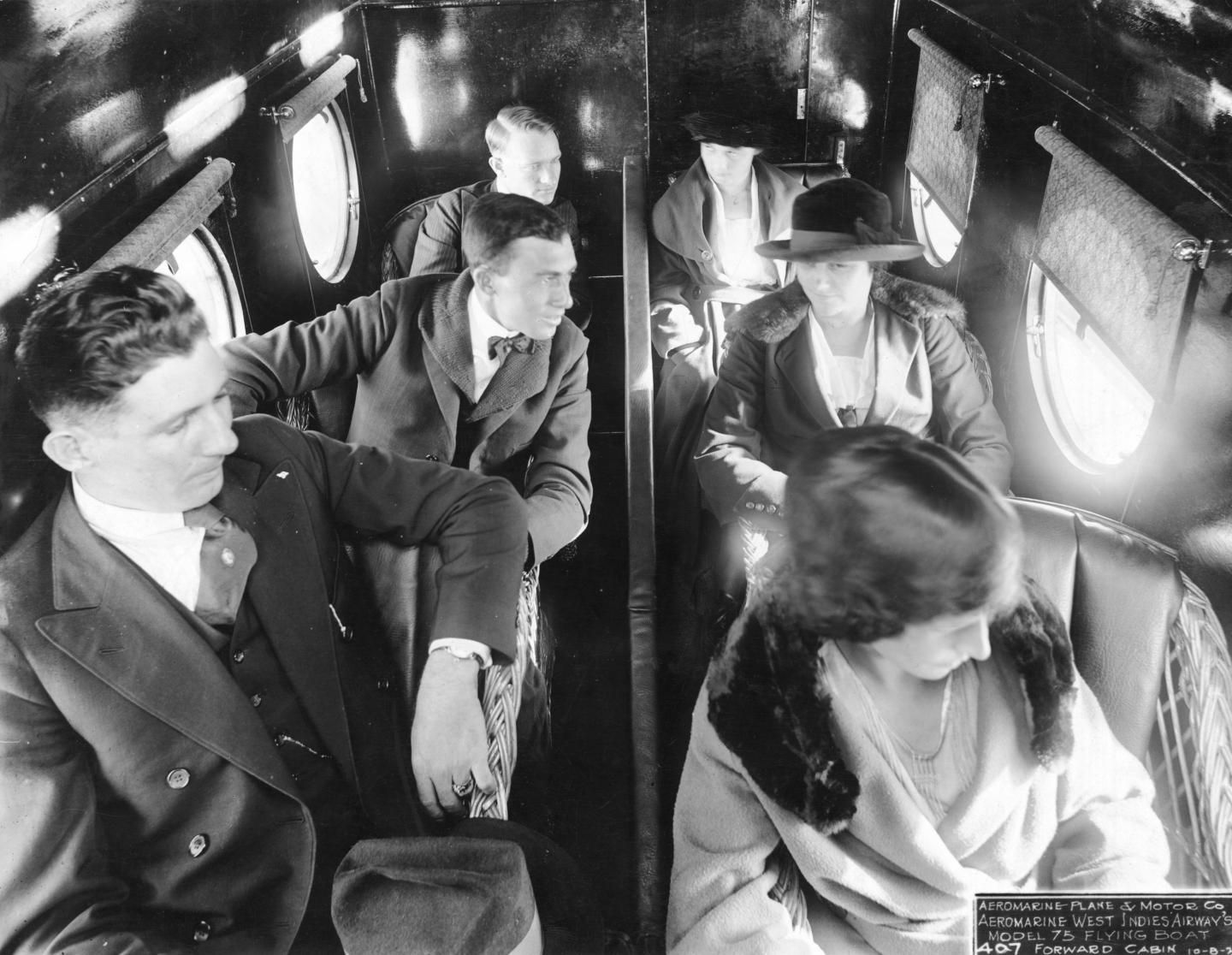 Passengers on an early airliner
