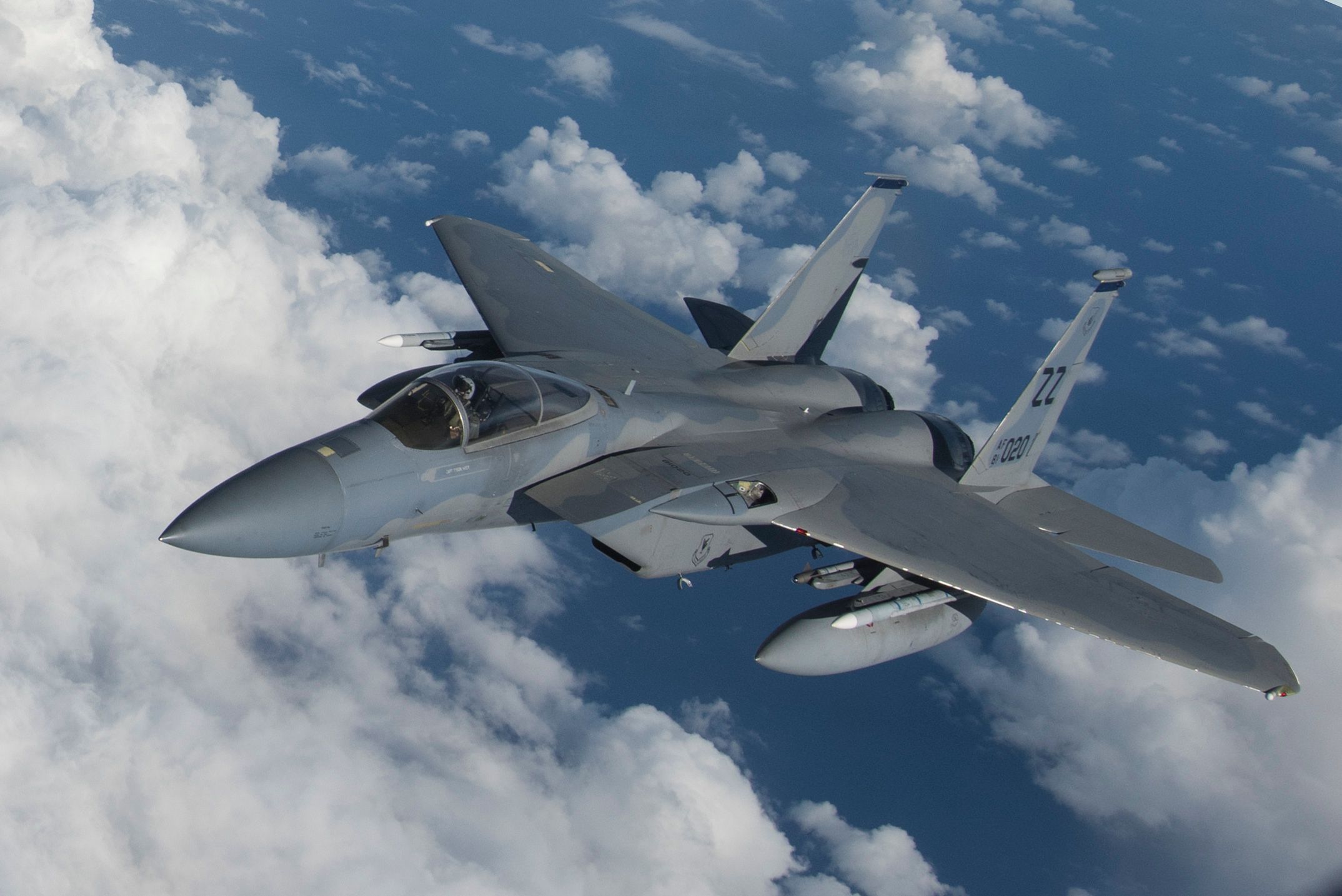 A U.S. Air force F-15C Eagle Flies above the Mariana Islands 