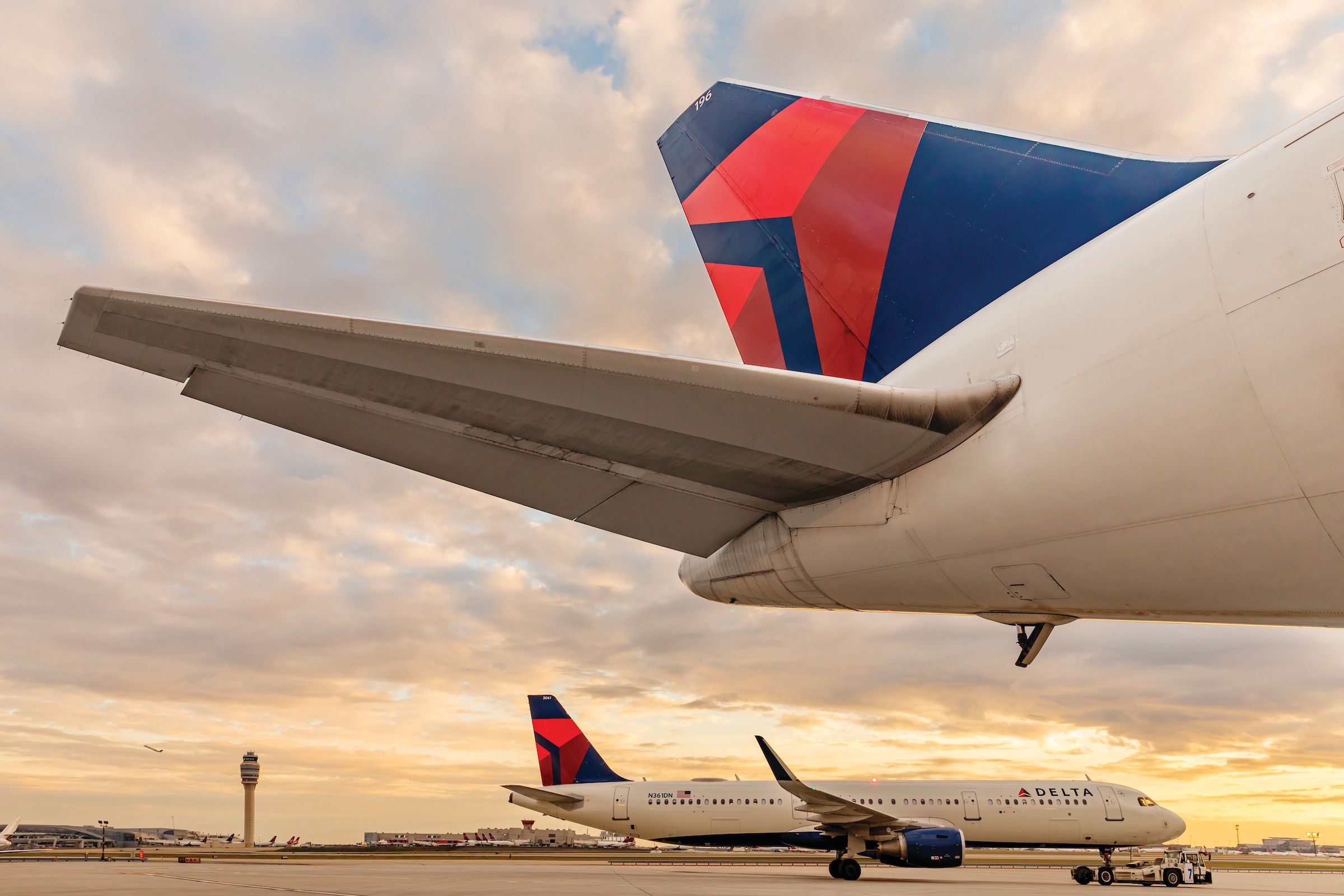 The tail of a Delta Air Lines Boeing 767